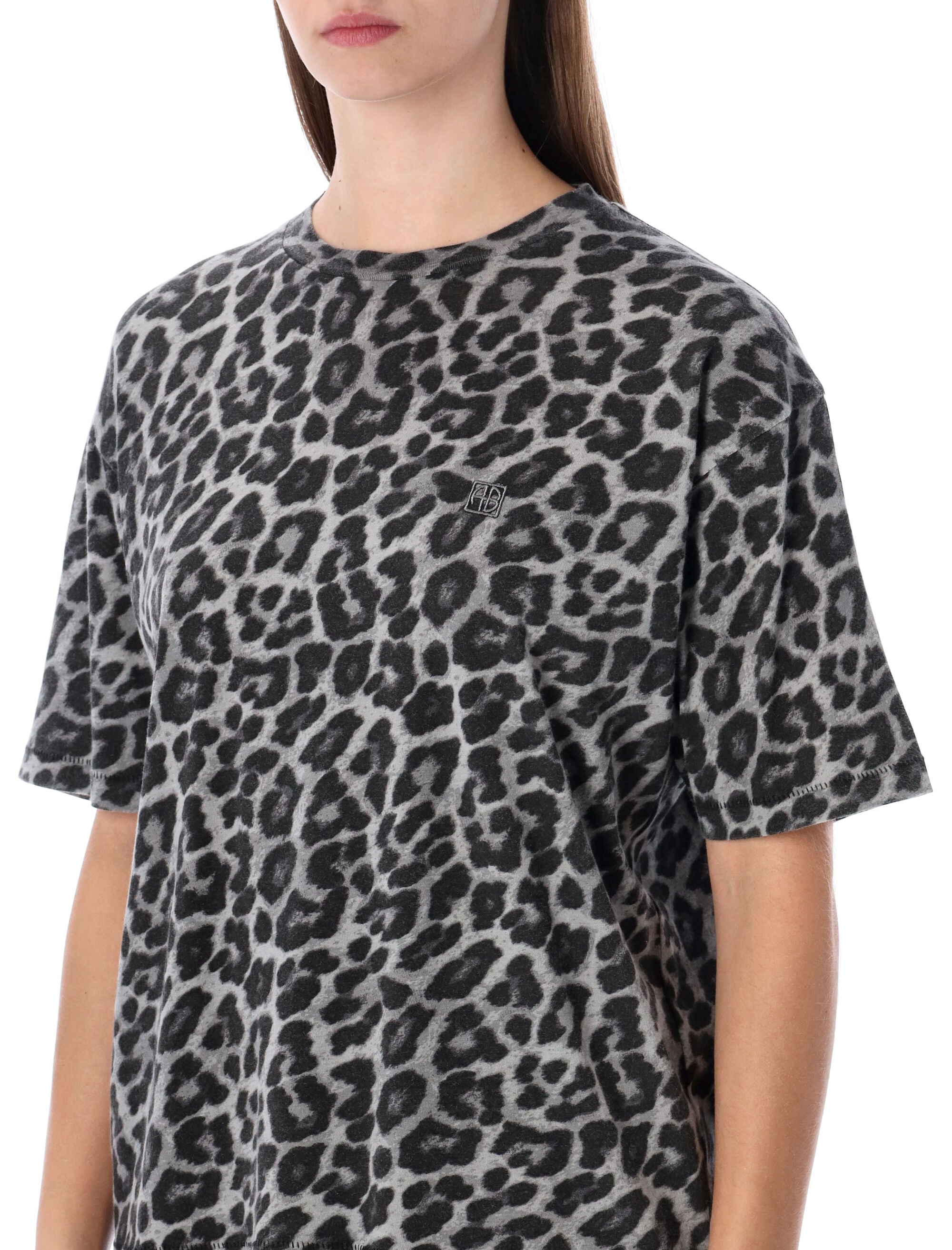 ANINE BING Cohen Mini Leopard Print Cotton Tee