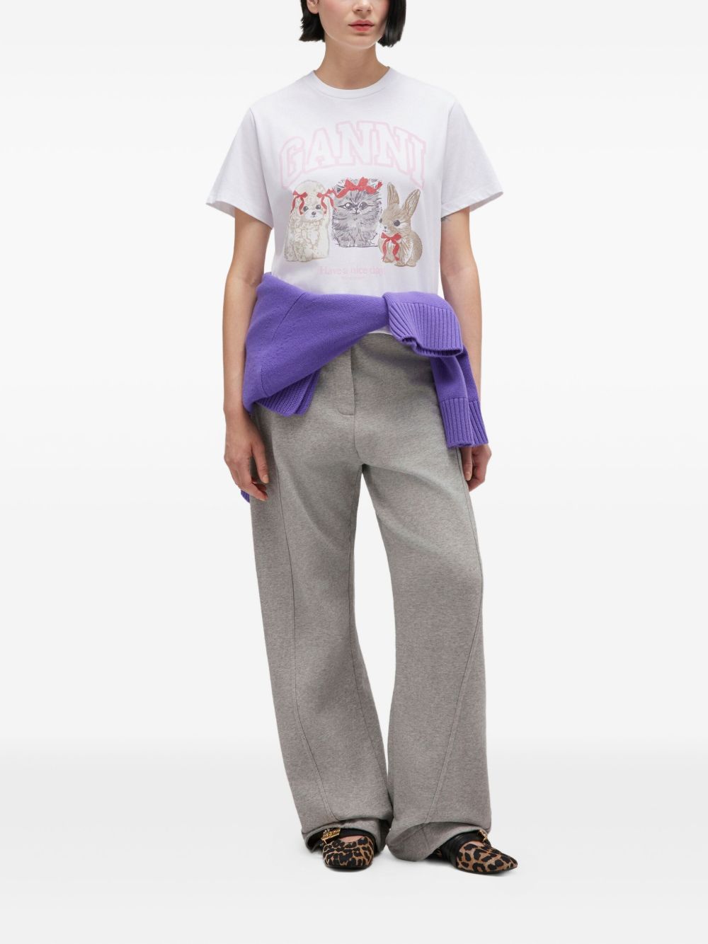 GANNI Cute Animals Organic Cotton T-Shirt