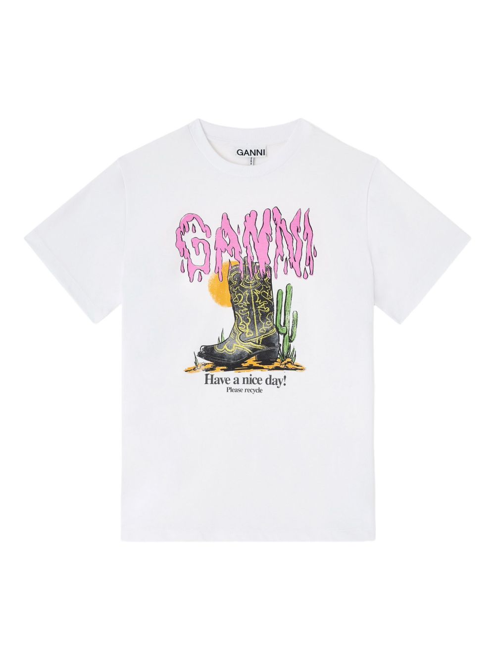 GANNI Eco-Friendly Graphic Print T-Shirt for Women