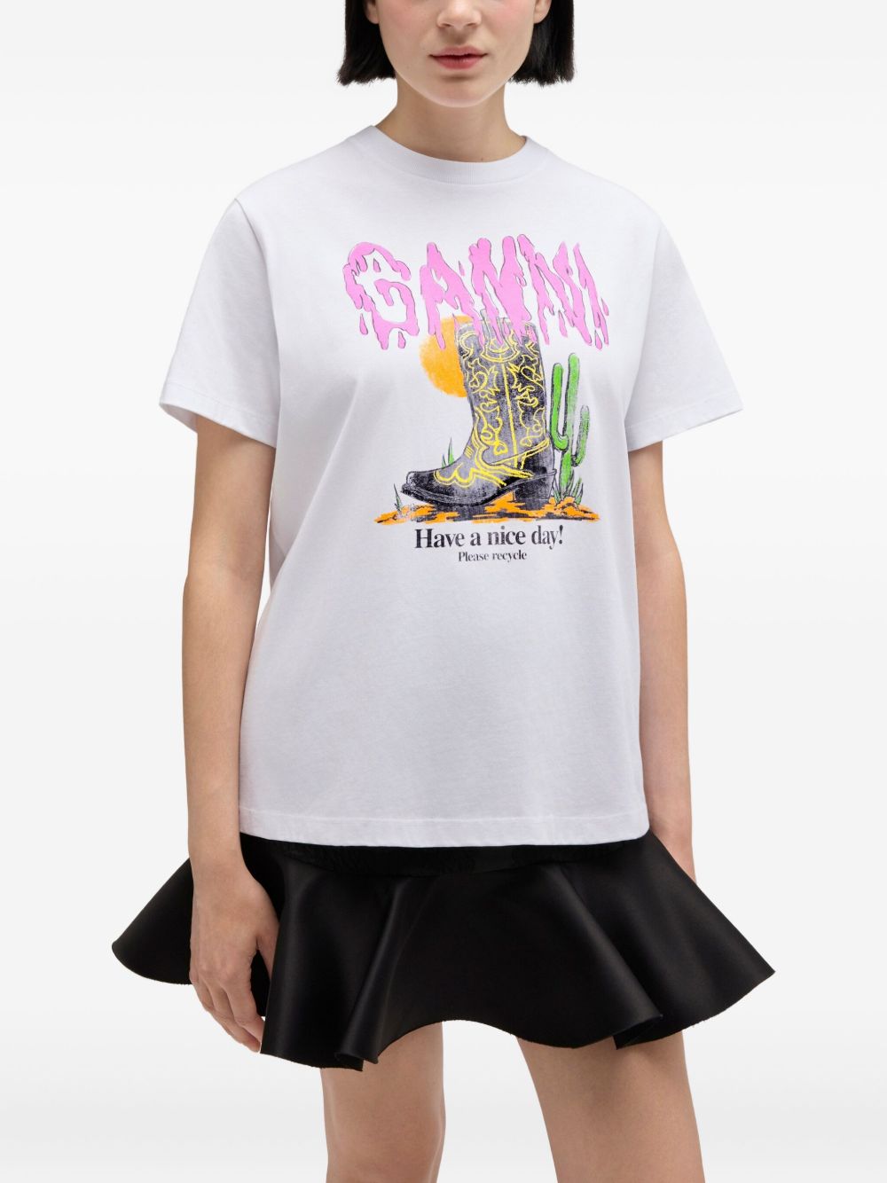 GANNI Eco-Friendly Graphic Print T-Shirt for Women