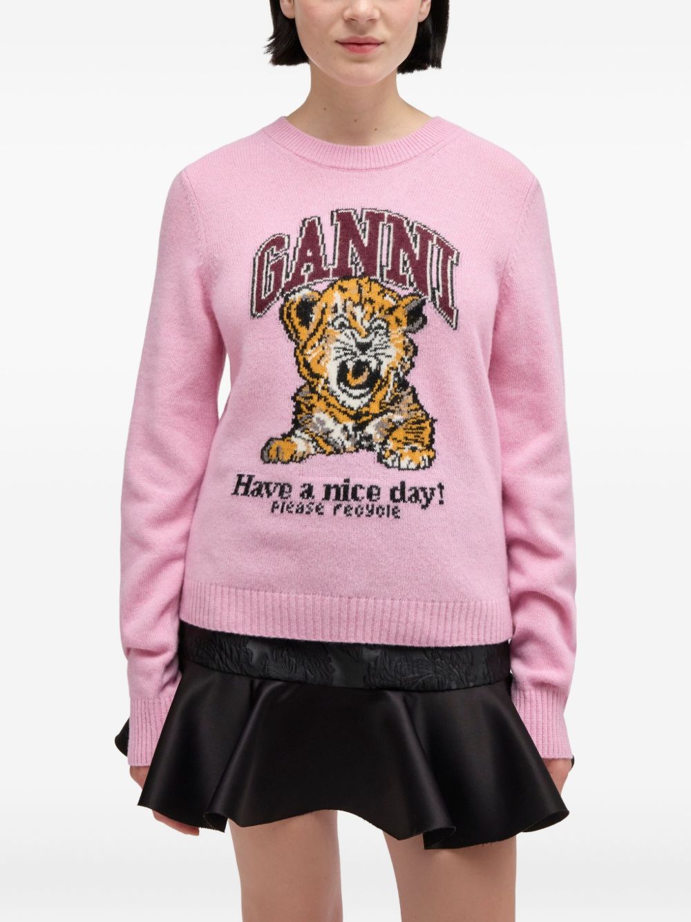 GANNI Crewneck Sweater with Graphic Print
