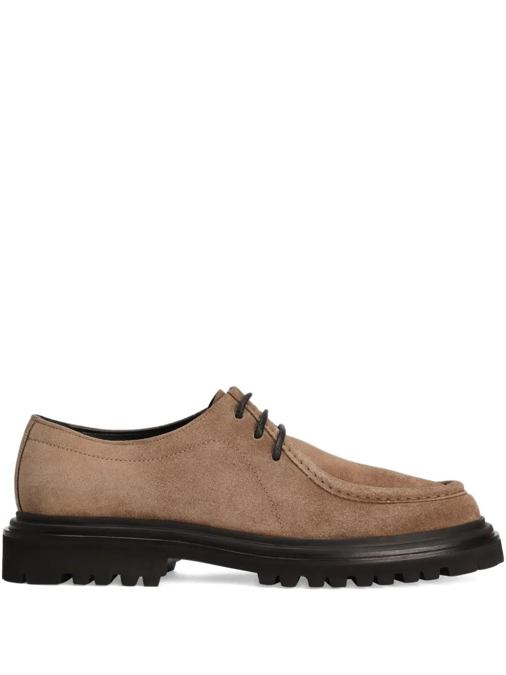 DOLCE & GABBANA Suede Derby Dress Shoes with Lace-Up Design
