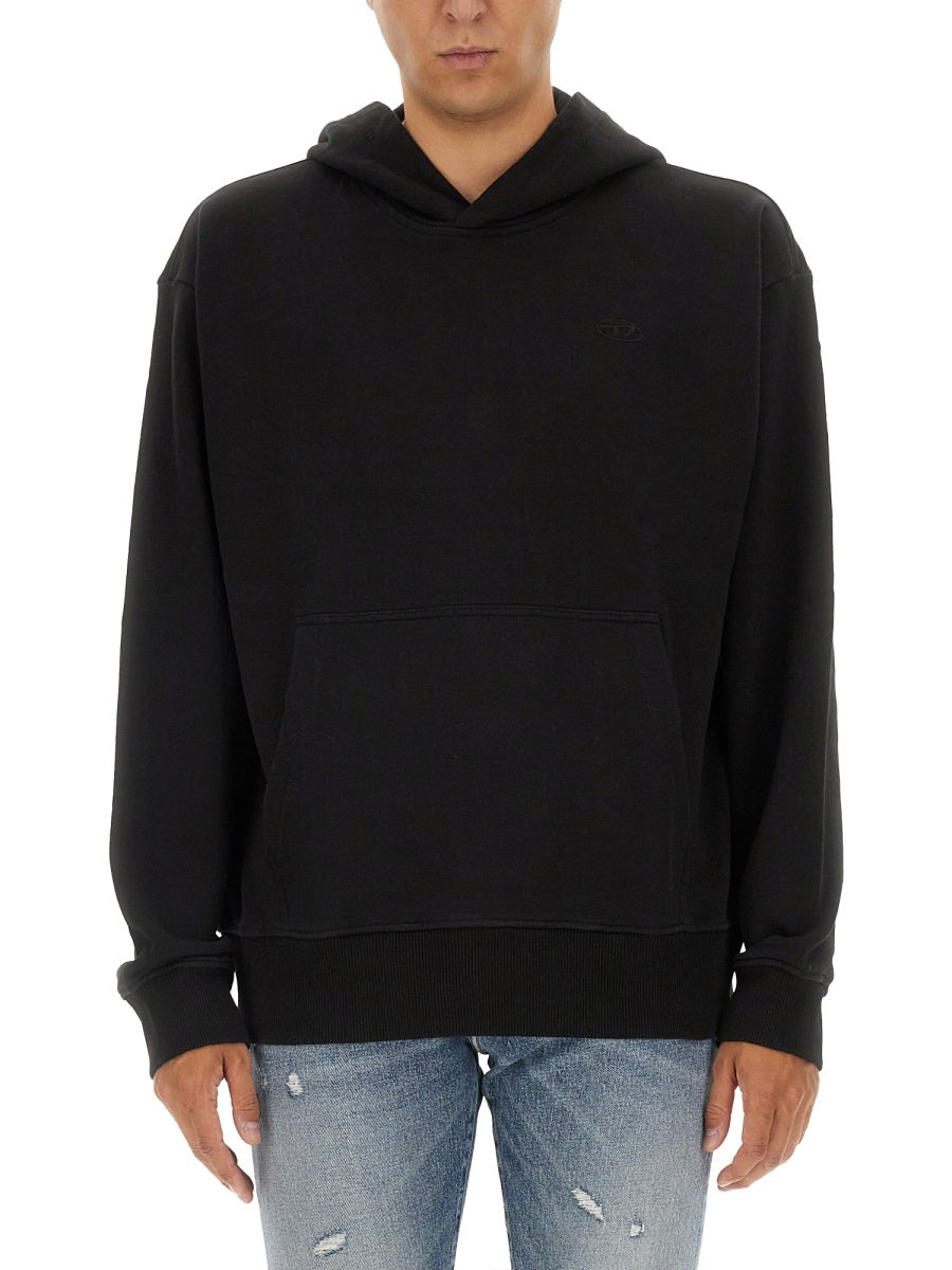 DIESEL Men's Oversized Hoodie with Embroidered Details - Regular Fit