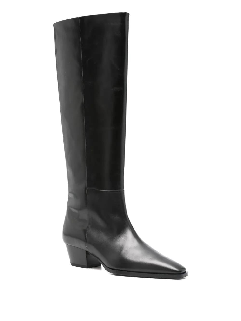 AEYDE 50MM Medea Leather Pointed Toe Knee High Boots