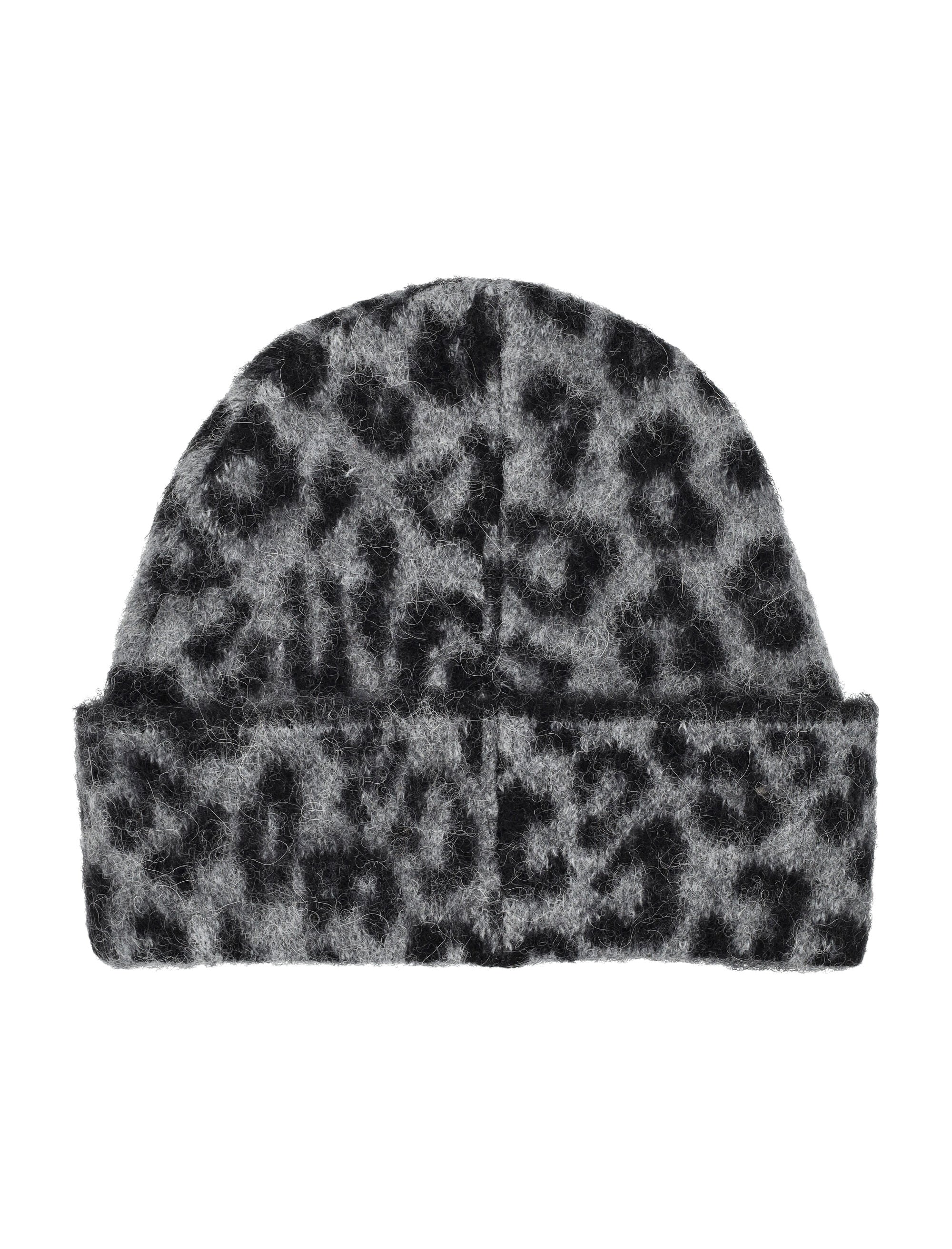 ANINE BING Alpaca-Wool Beanie with Leopard Pattern