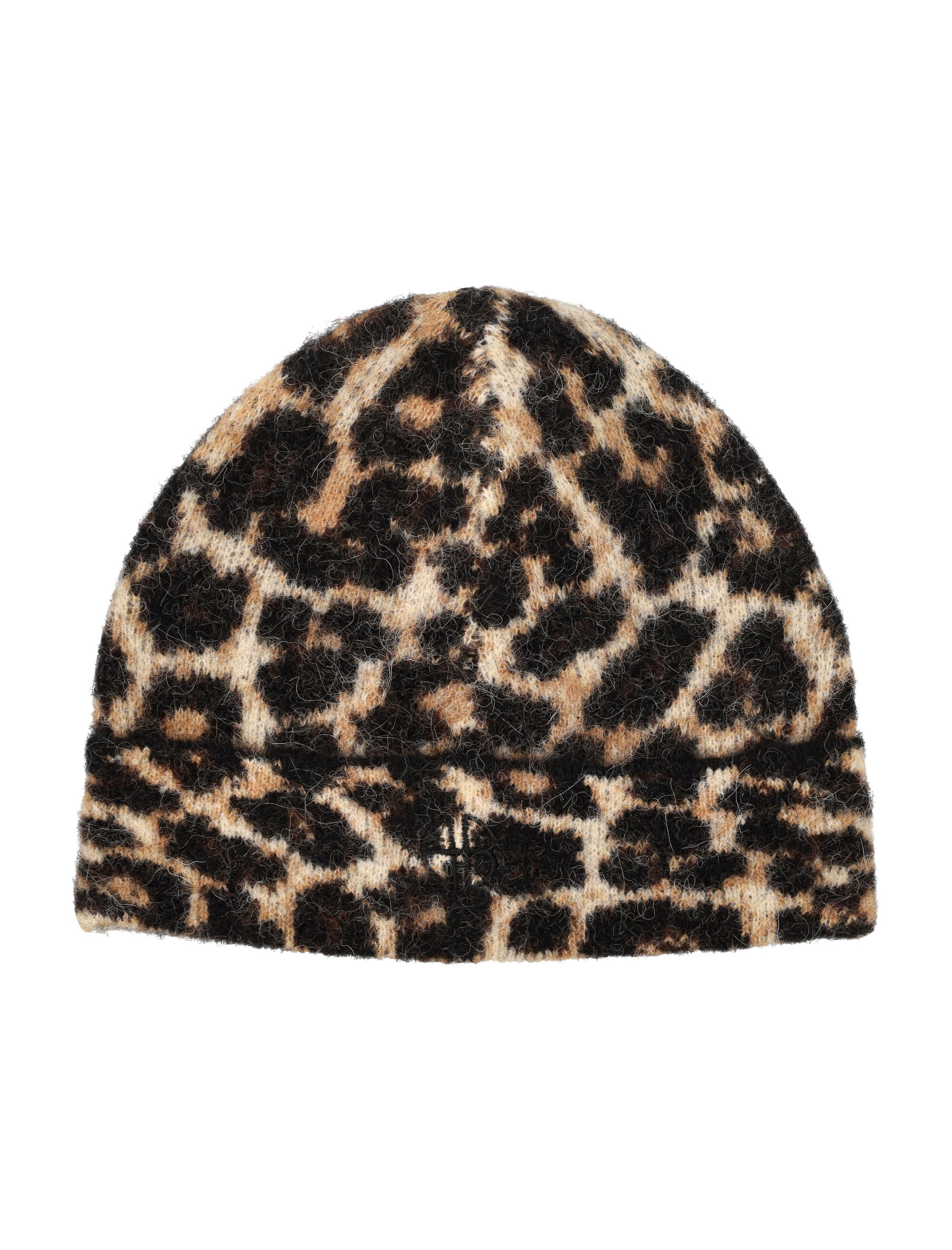 ANINE BING Elia Alpaca-Wool Beanie with Leopard Pattern