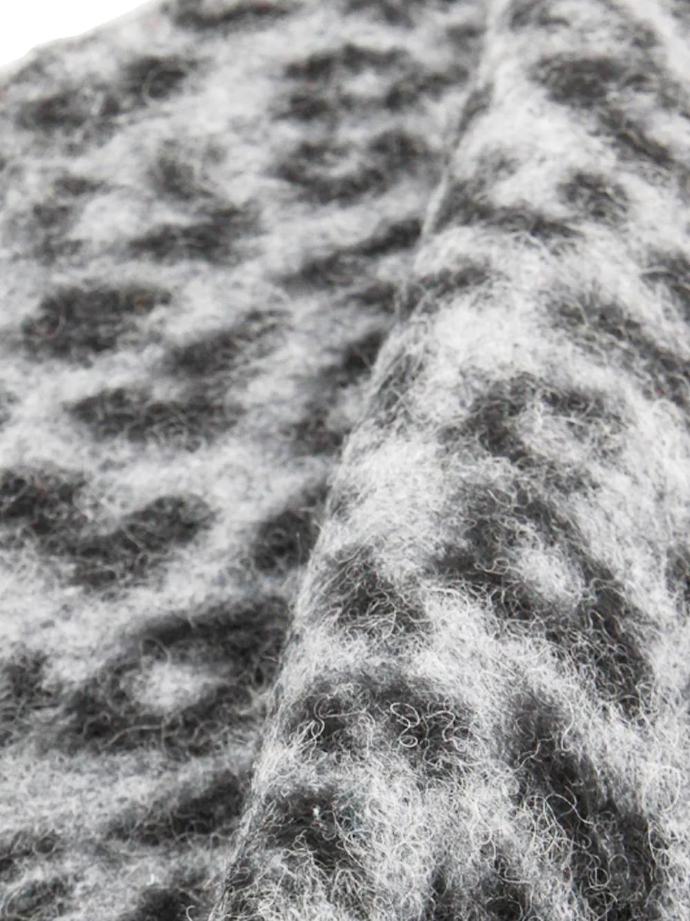 ANINE BING Leopard Print Scarf with Logo Patch