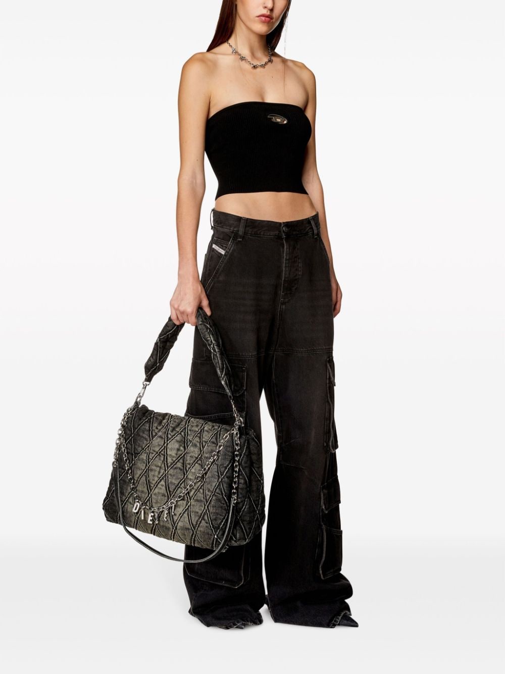 DIESEL Crop Tube Top with Logo Plaque - XS