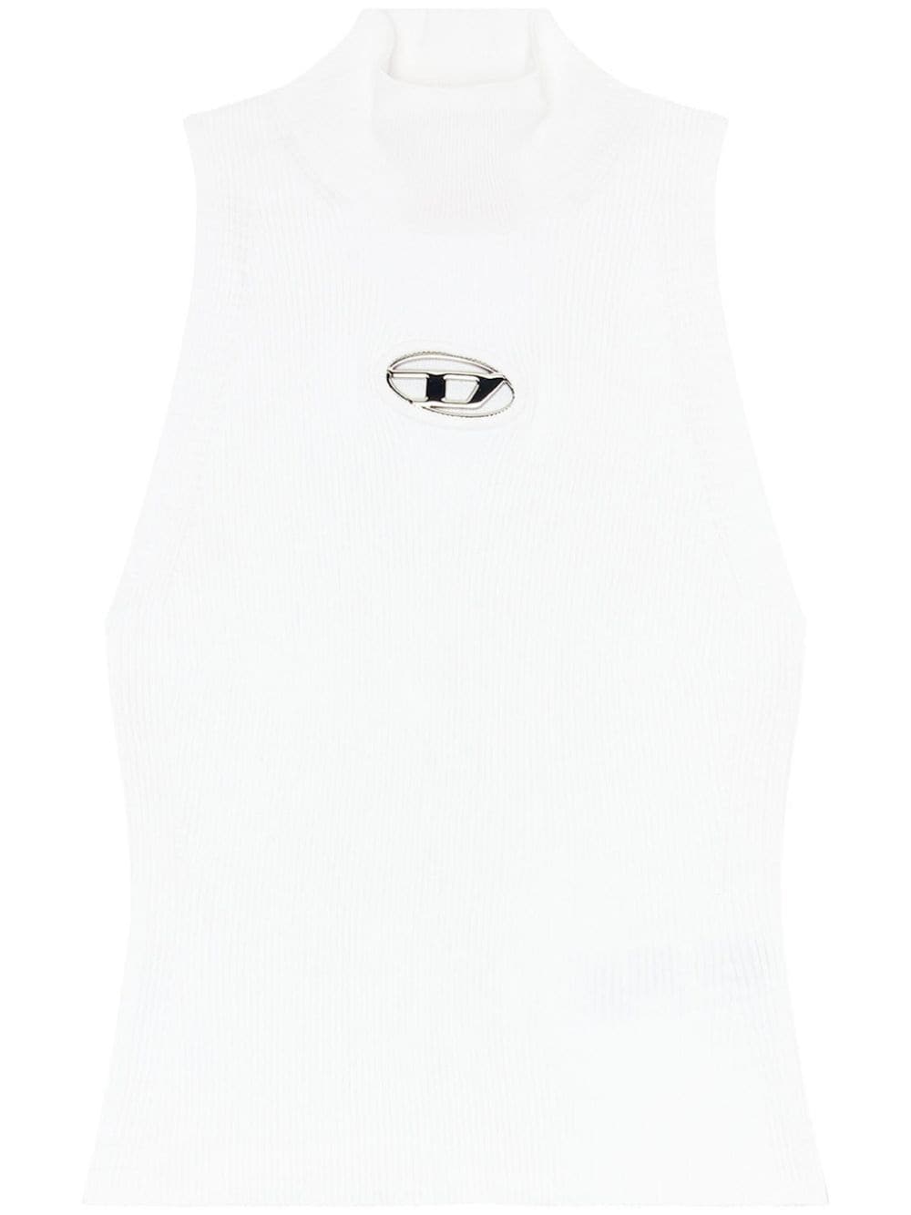 DIESEL High Neck Sleeveless Ribbed Knit Tank Top for Women