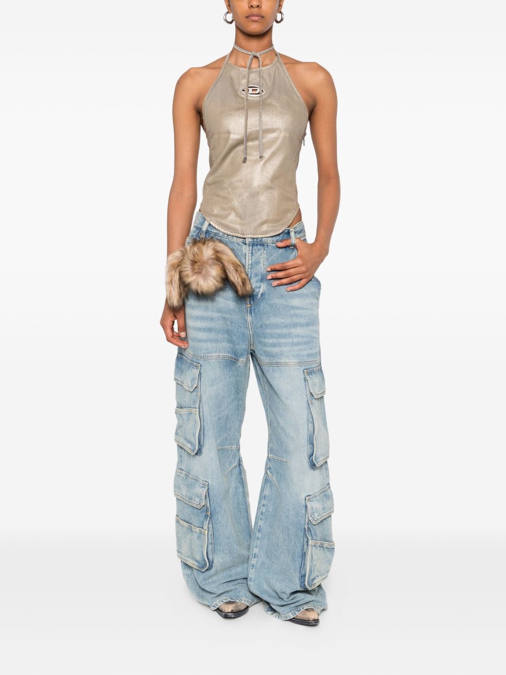 DIESEL Low Rise Cargo Denim Jeans with Straight Leg for Women