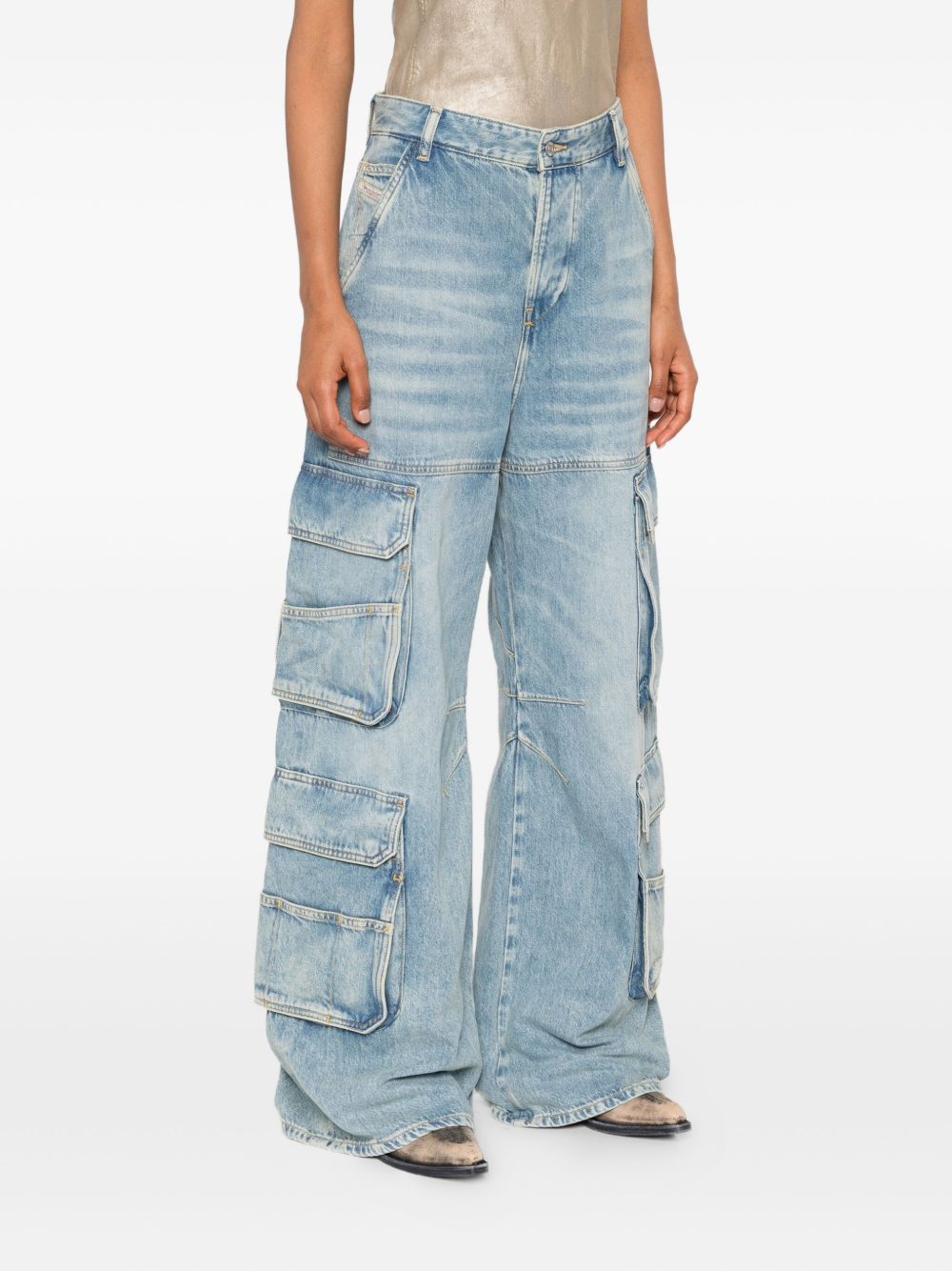 DIESEL Low Rise Cargo Denim Jeans with Straight Leg for Women