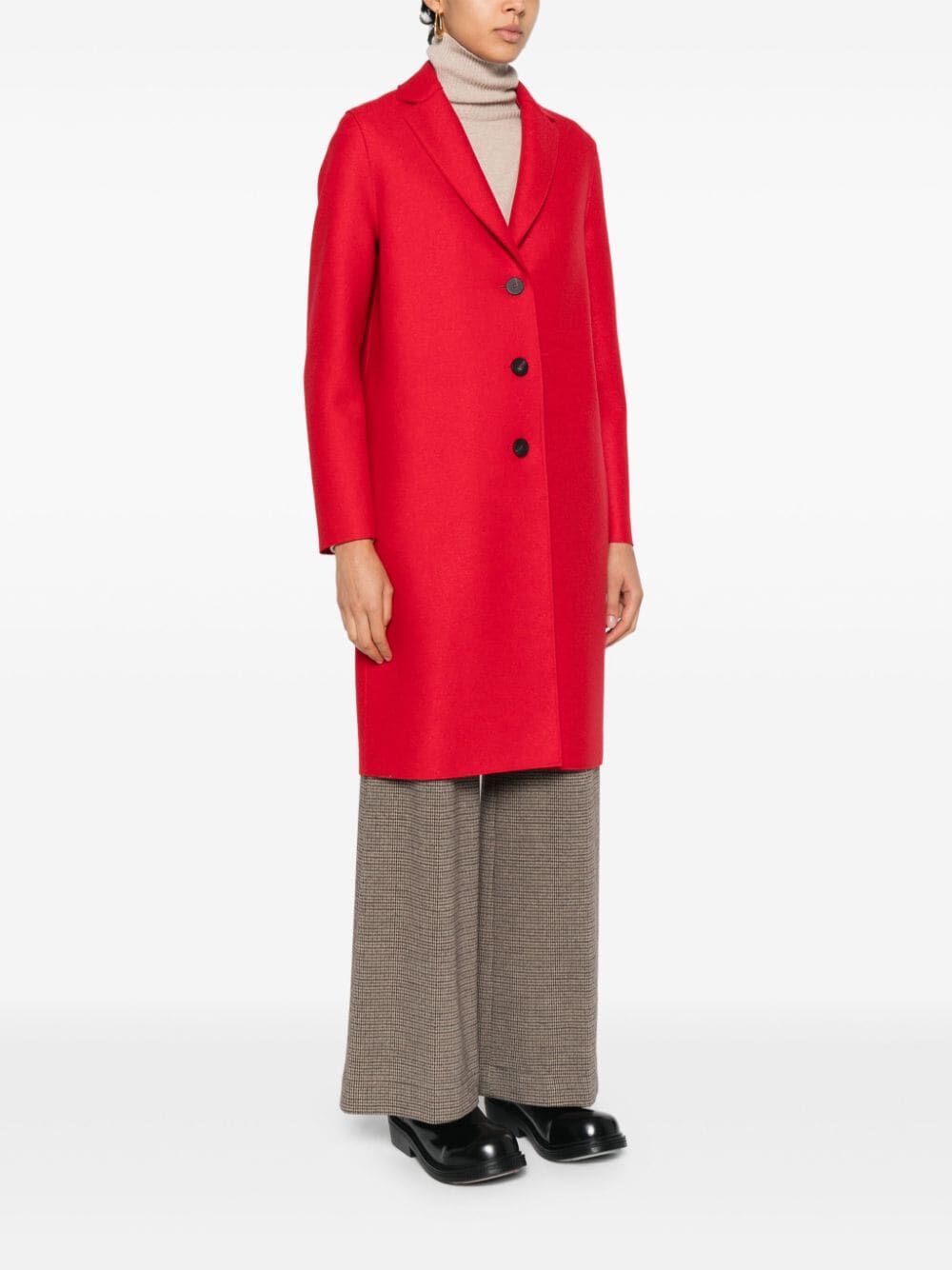 HARRIS WHARF LONDON Womens Pressed Wool Overcoat Size: Medium