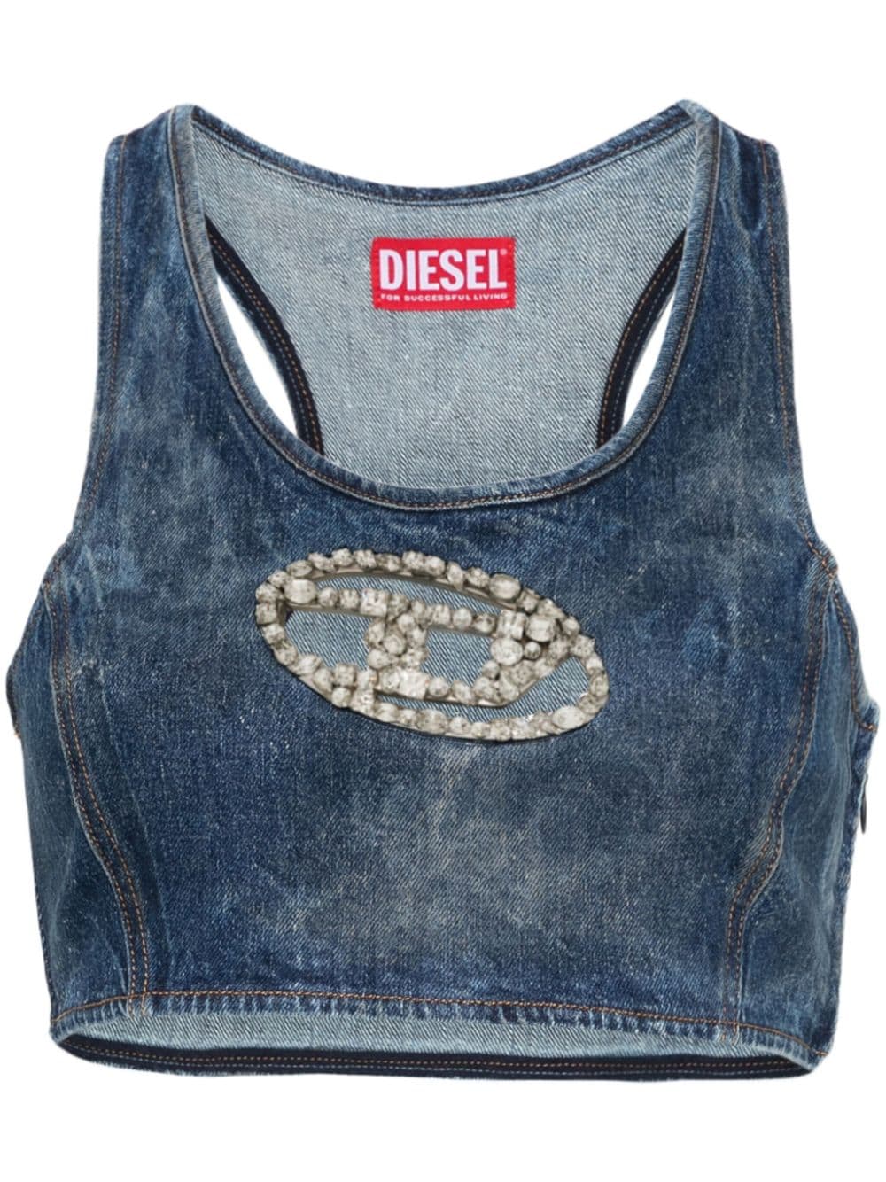 DIESEL Women's Logo Mini Denim Top - Size S