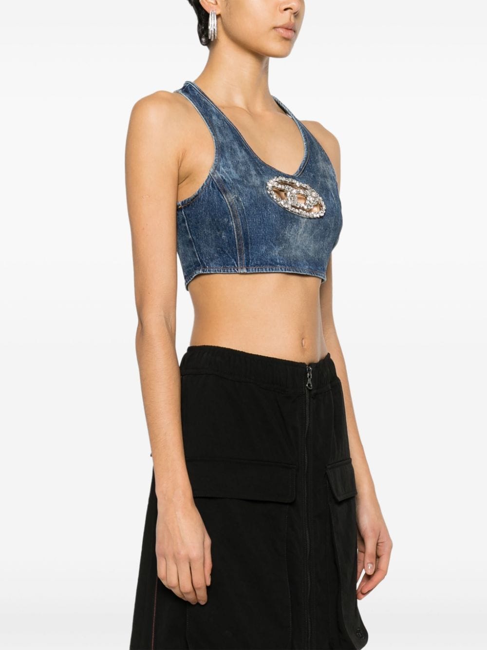 DIESEL Women's Logo Mini Denim Top - Size S