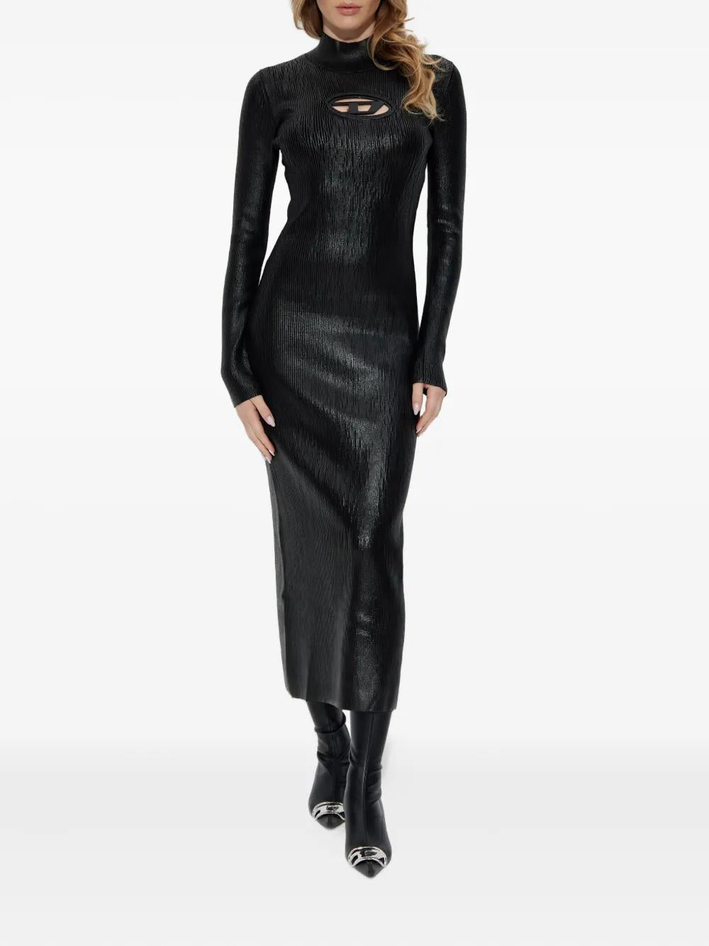 DIESEL Viscose Mini Dress with Front Oval D Detail