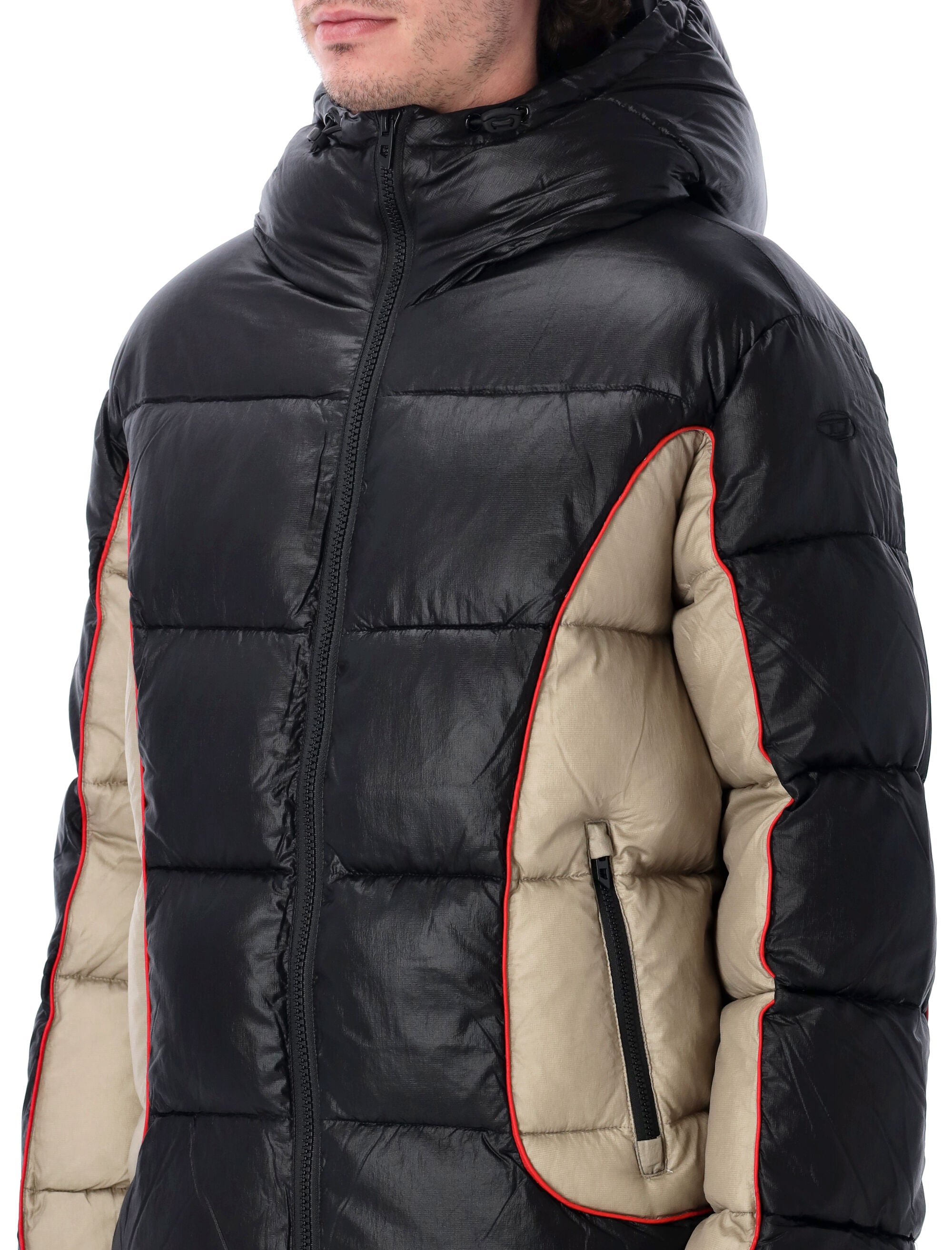 DIESEL Men's Hooded Ripstop Puffer Jacket - Size 50