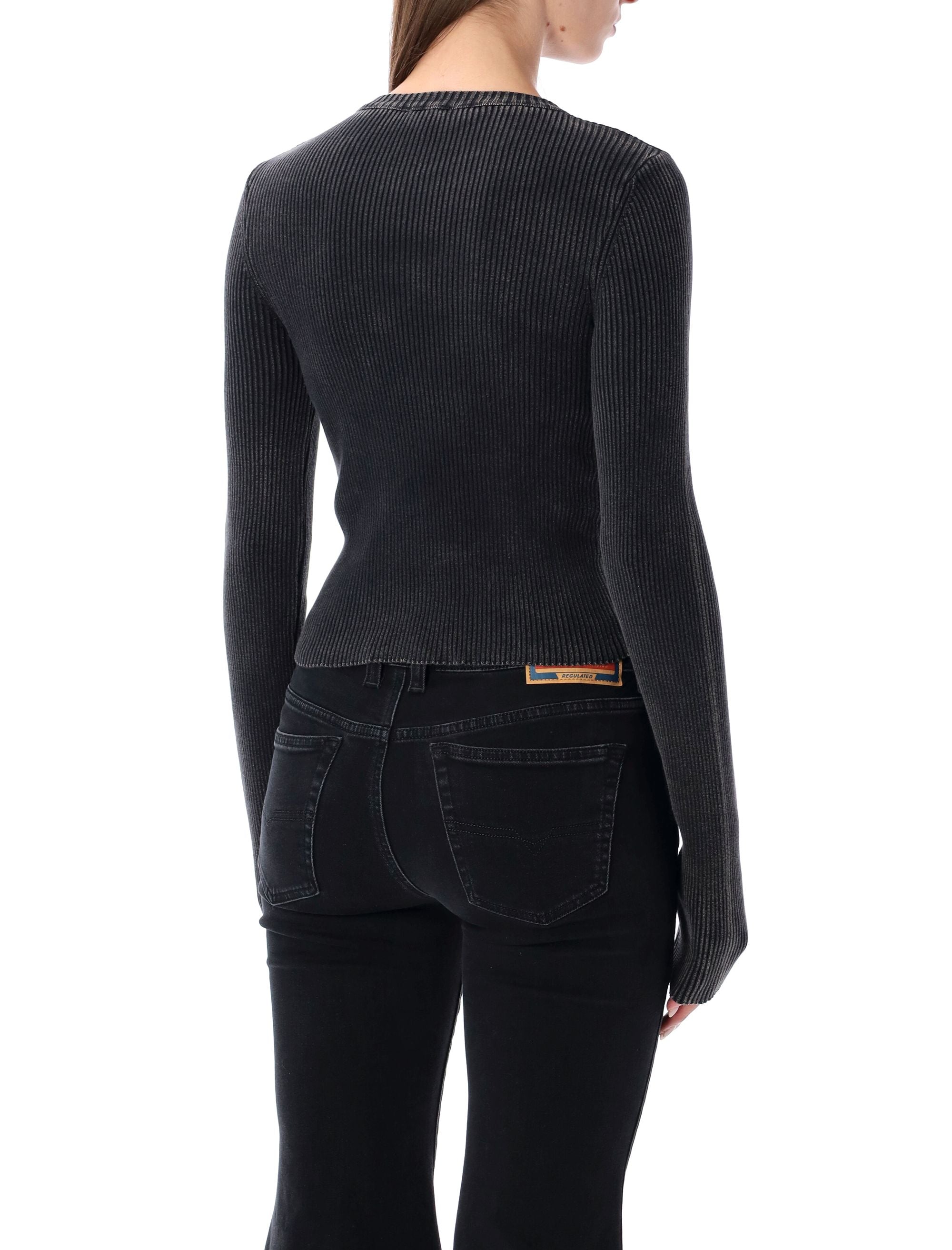 DIESEL Fitted Ribbed Long-Sleeve Top - Size S