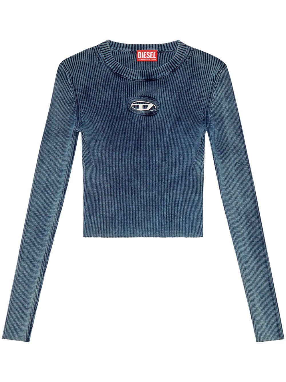 DIESEL Ribbed Cut-Out Detail Sweater with Oval Logo Plaque - Women's