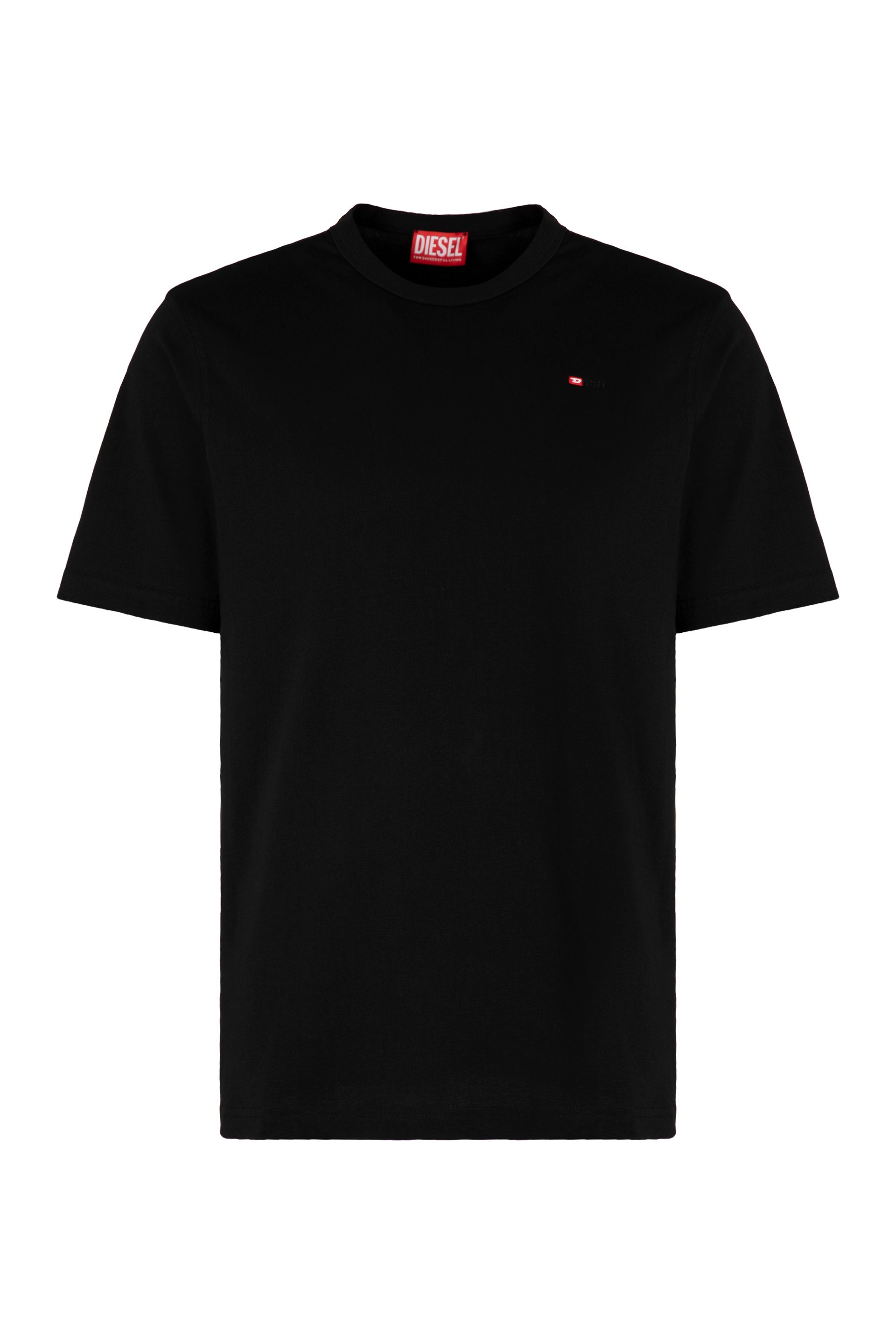 DIESEL Men's Cotton Crew-Neck T-Shirt with Ribbed Collar