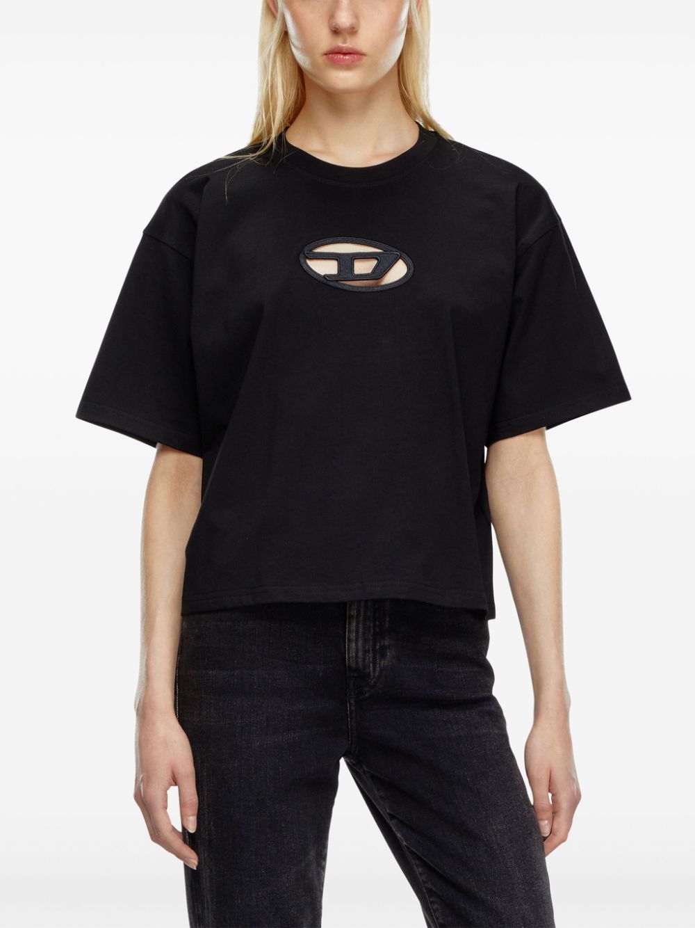 DIESEL Crewneck Boxy Fit T-Shirt with Embroidered Logo - Size S