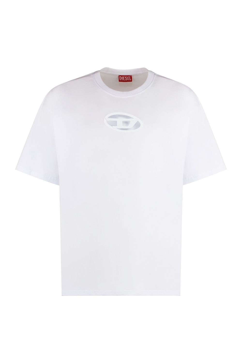 DIESEL Relaxed Fit Cotton Crew-Neck T-Shirt with Front Cut-Out Detail