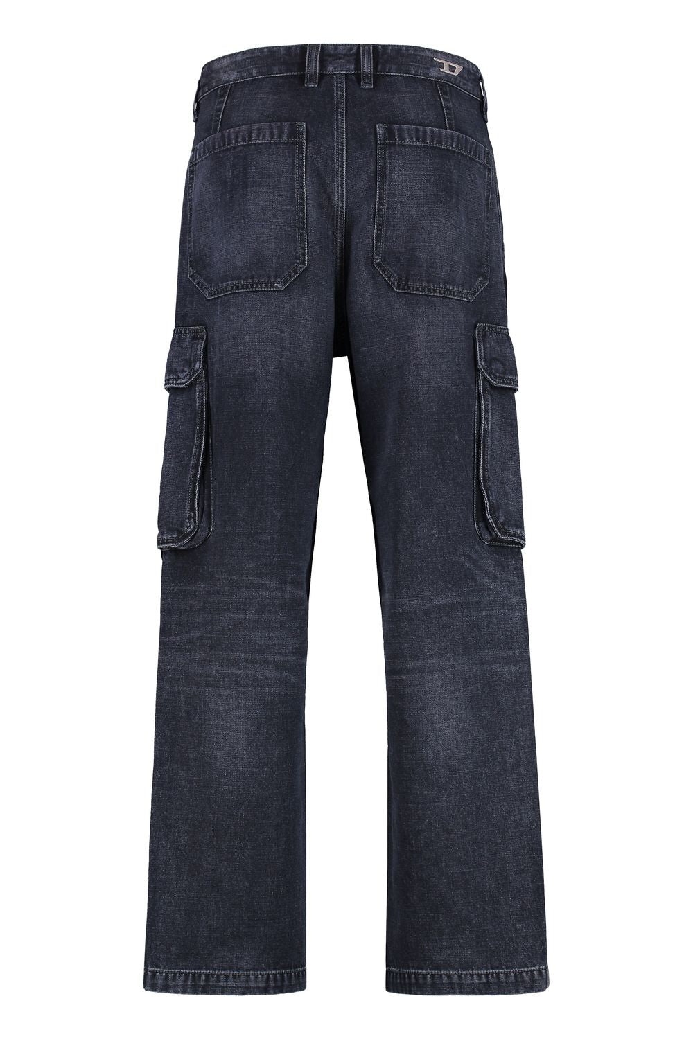 DIESEL Regular Fit Cargo Jeans with Buttoned Flap Pockets