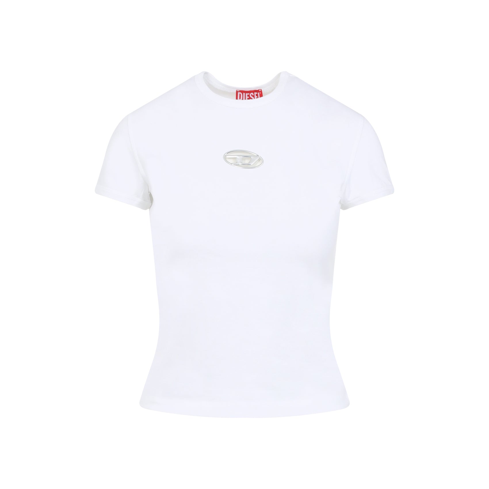 DIESEL Crew Neck Long Sleeve Women's T-Shirt with Metallic Cutout - Size S