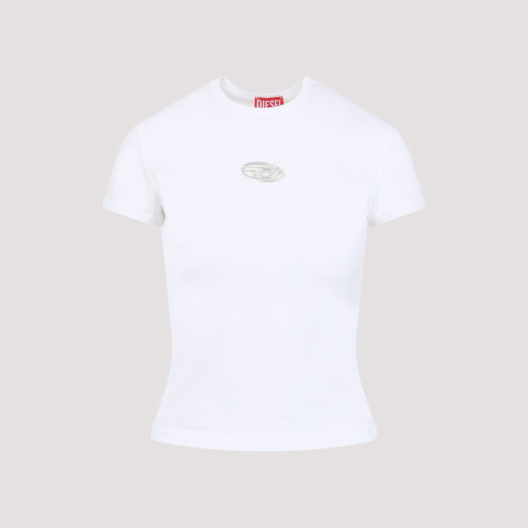 DIESEL Crew Neck Long Sleeve Women's T-Shirt with Metallic Cutout - Size S