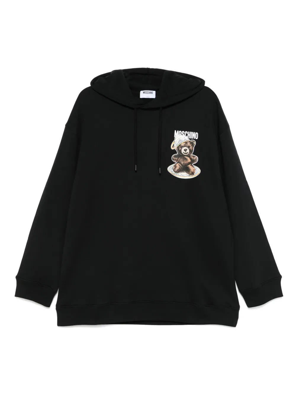 MOSCHINO COUTURE Oversized Hoodie with Logo Print and Teddy Bear Graphic - Women's Size S