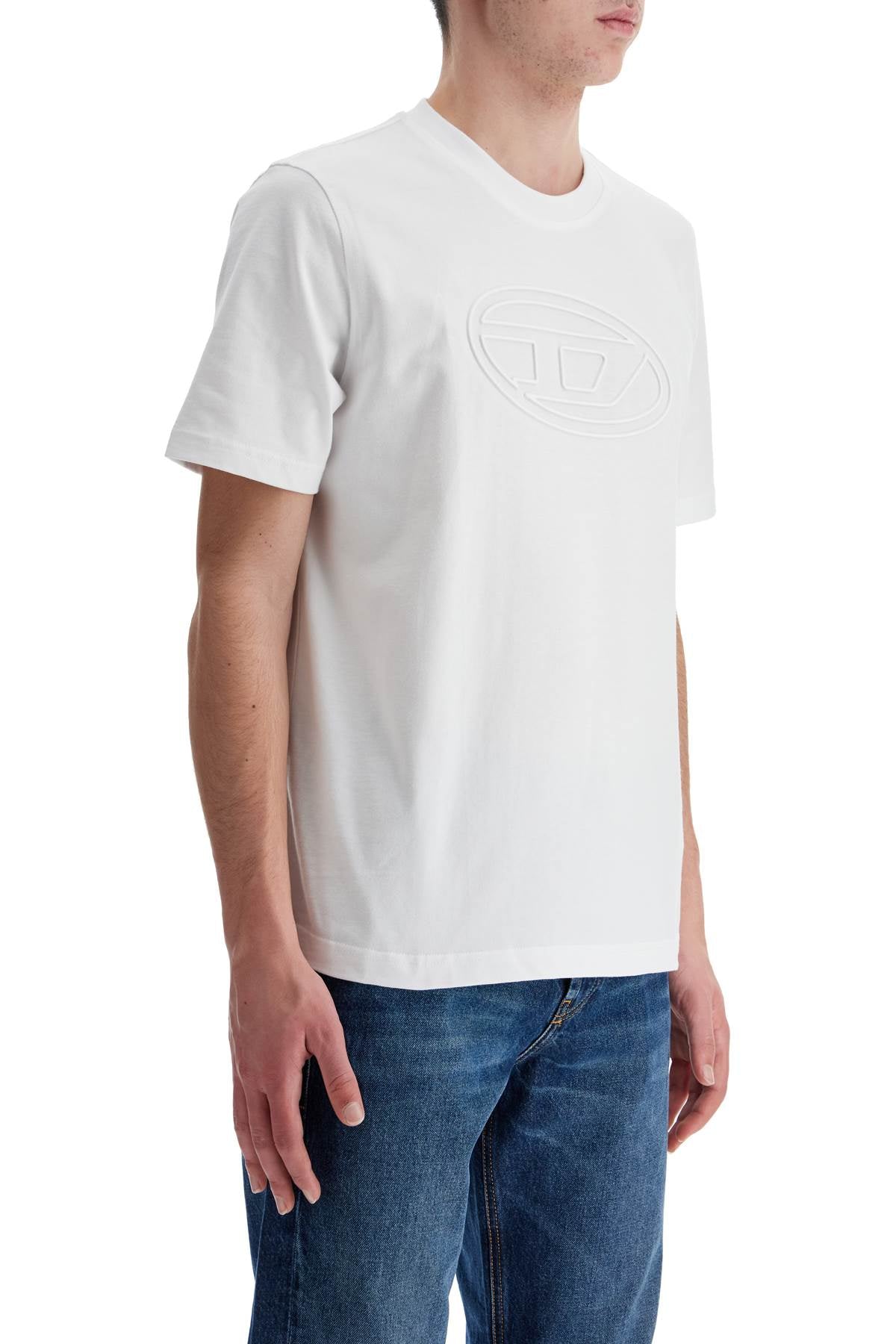 DIESEL Crew-Neck Regular Fit T-Shirt with Embossed Logo