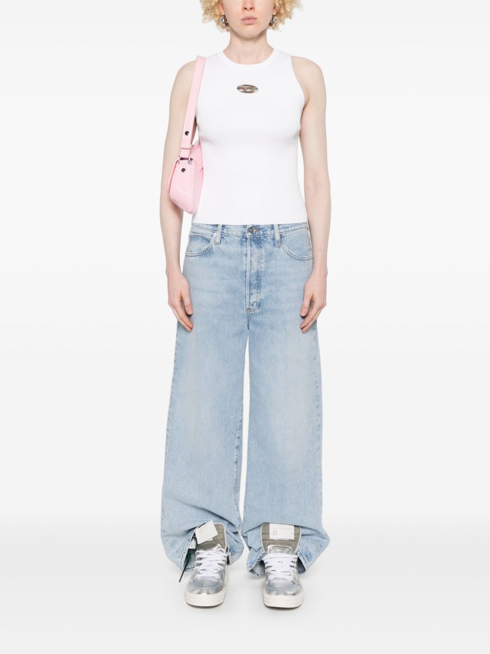 DIESEL Crew Neck Sleeveless Oval D Logo Mini Top for Women