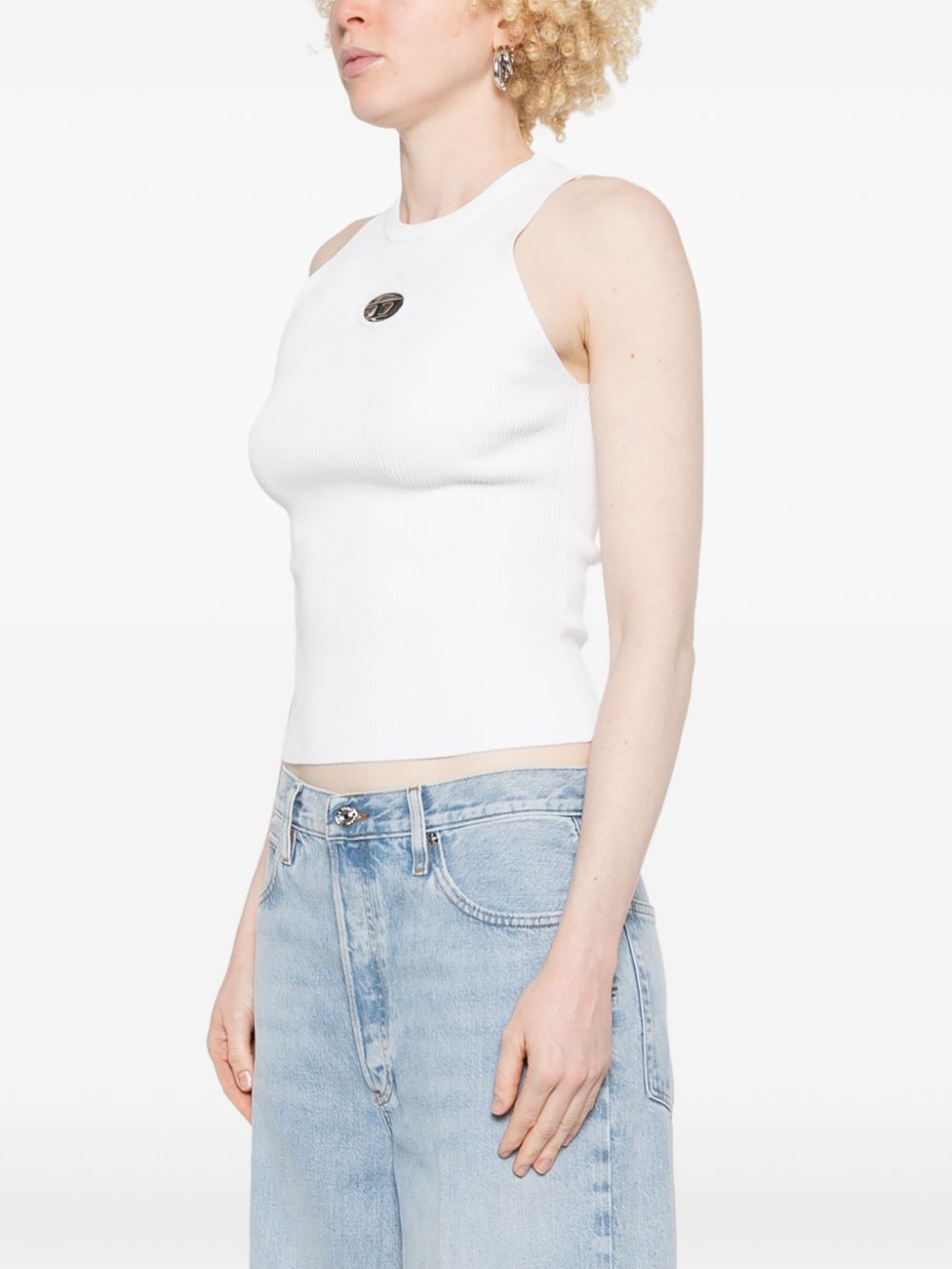 DIESEL Crew Neck Sleeveless Oval D Logo Mini Top for Women