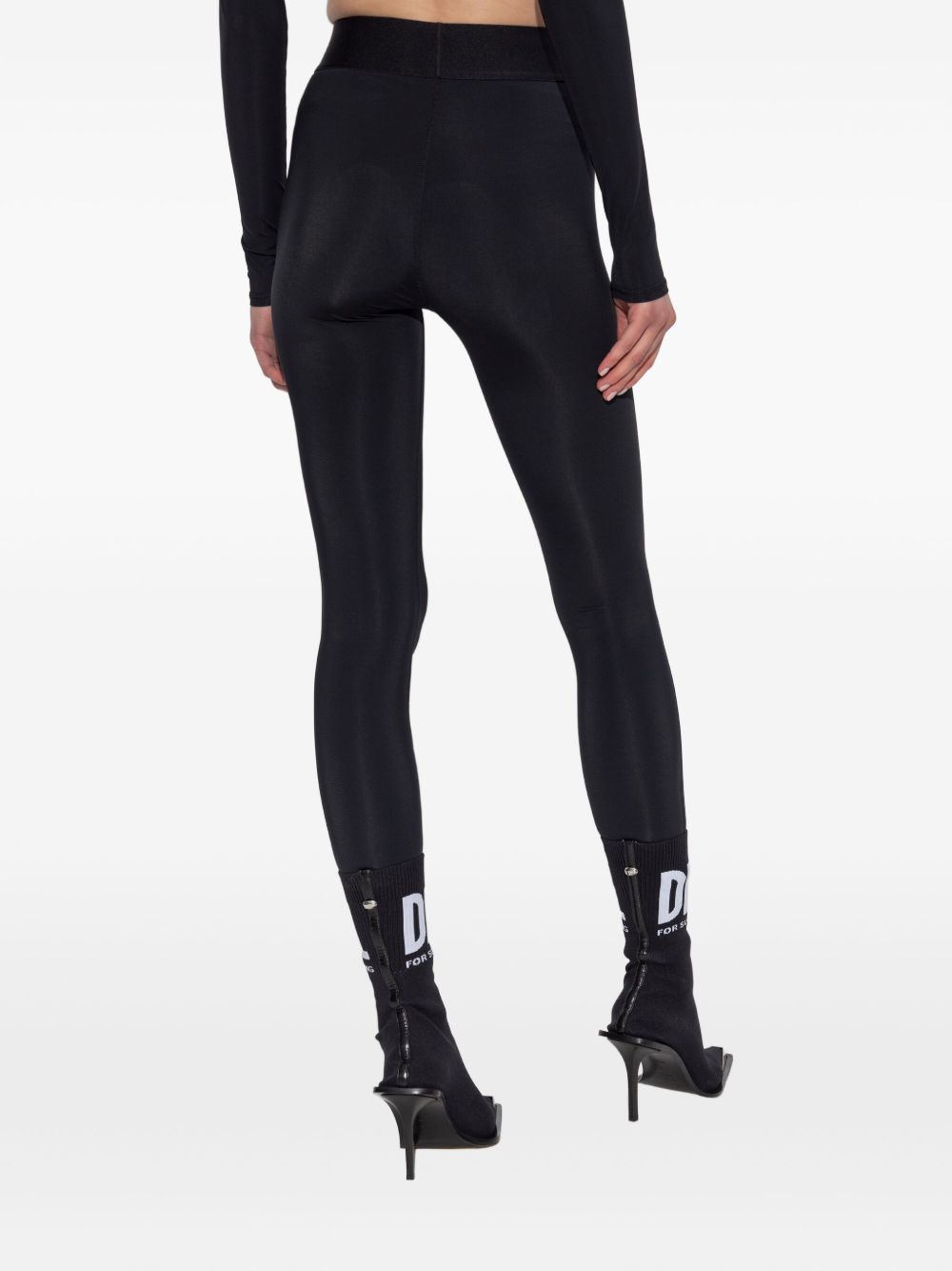 DIESEL High Waist Logo Leggings - Women's Close-Fitting Ankle Length