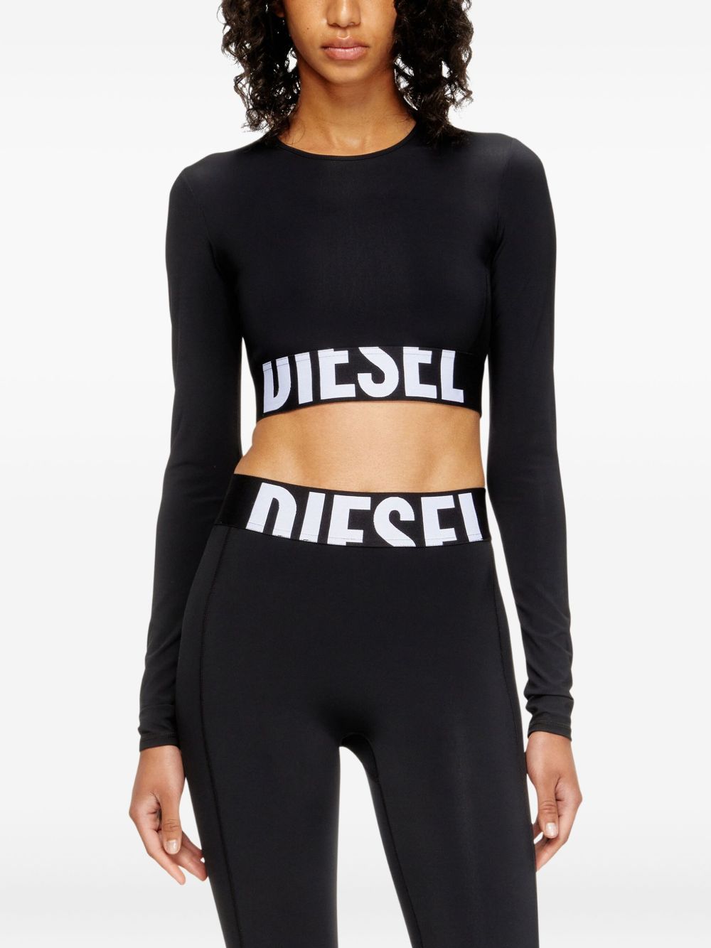 DIESEL Cropped Logo Long Sleeve Top for Women