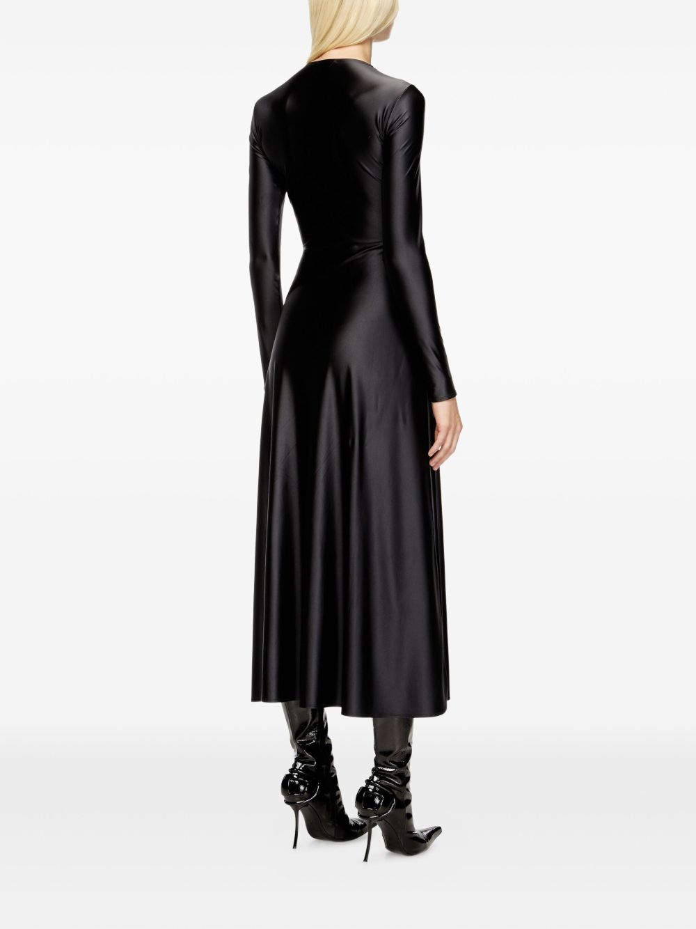 DIESEL Twist-Neck Long Sleeve A-Line Dress