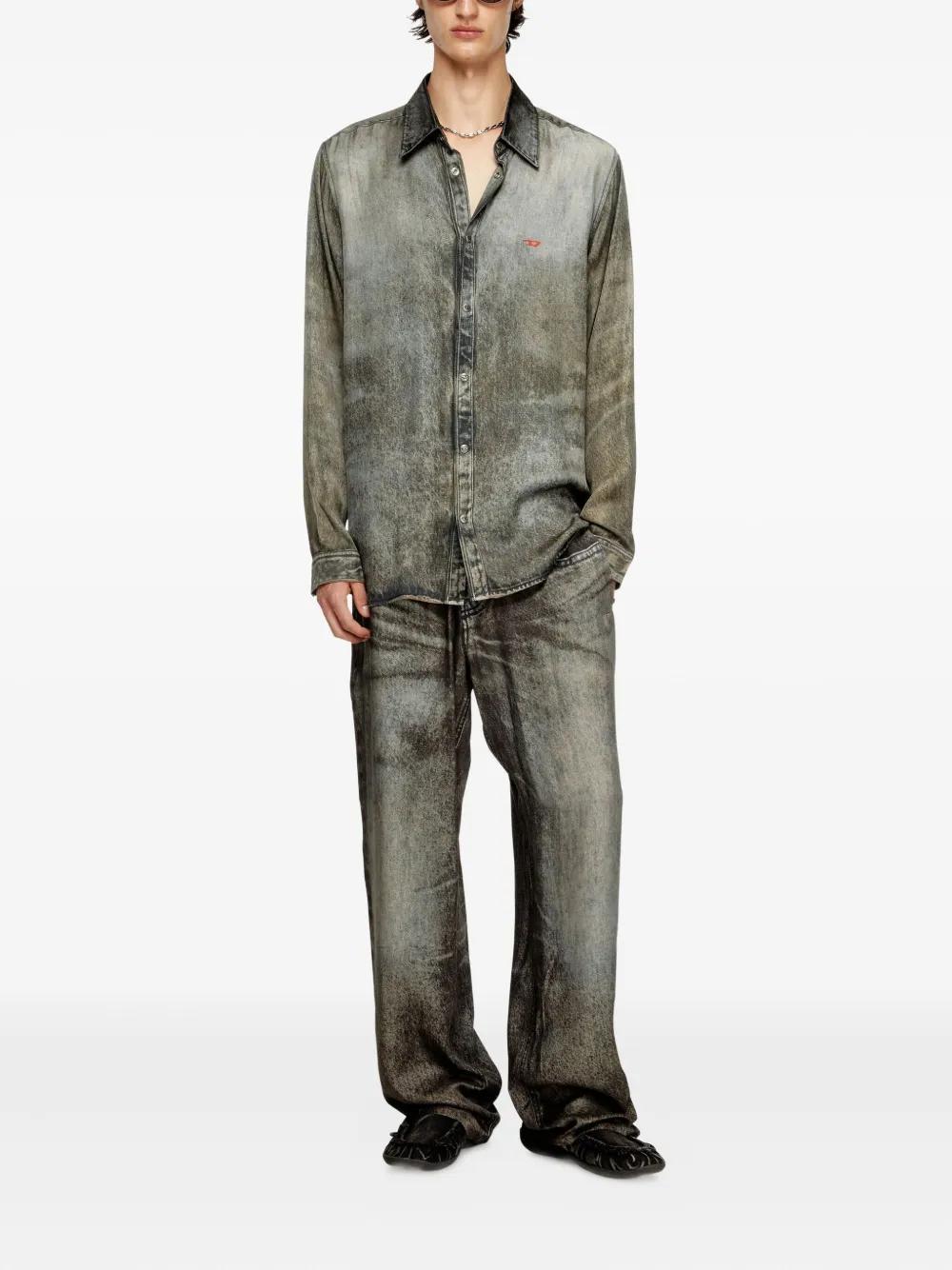 DIESEL Acid-Washed Wide Leg Trousers
