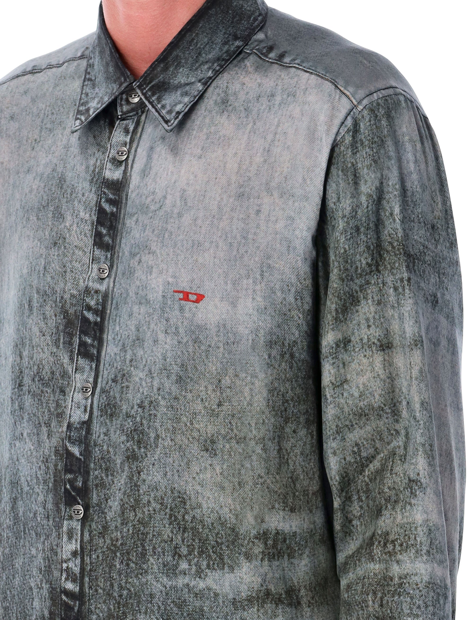 DIESEL Acid Wash Long Sleeve Shirt - Small