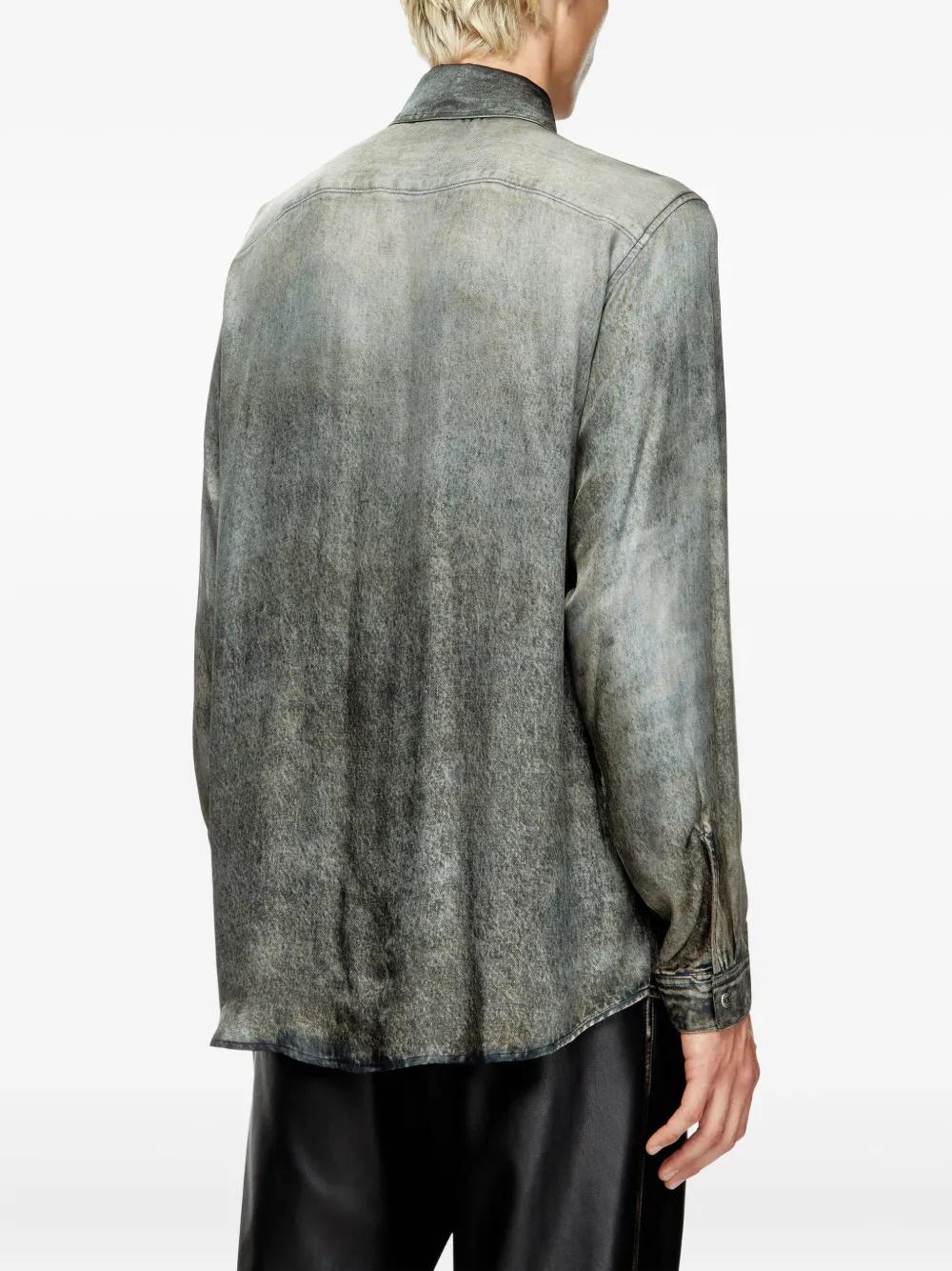 DIESEL Acid Wash Long Sleeve Shirt - Small