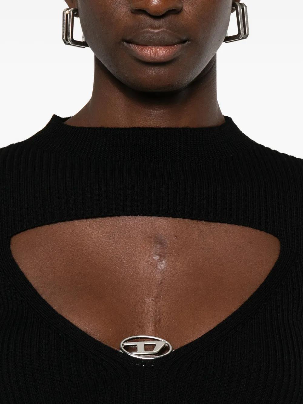 DIESEL Long-Sleeved Ribbed Top with Keyhole Opening