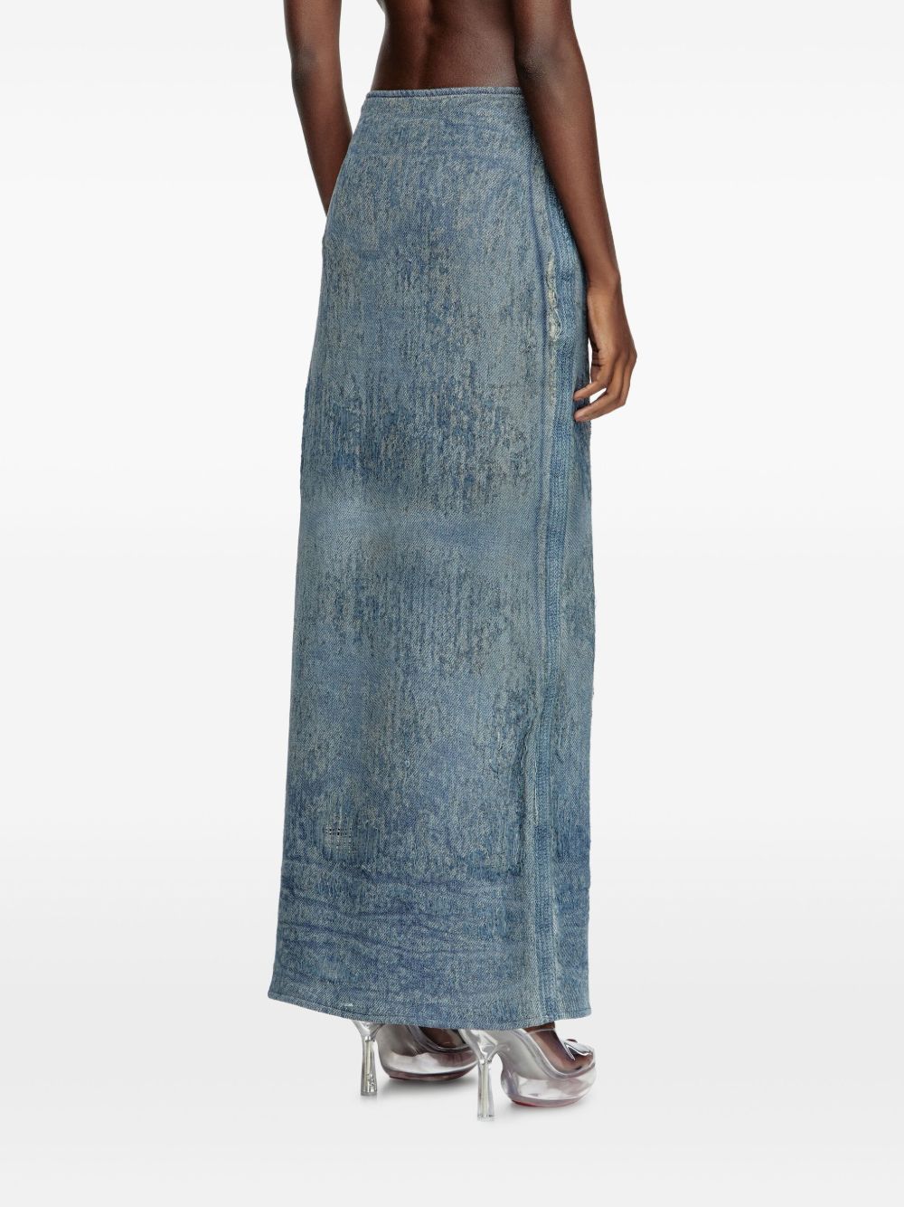 DIESEL Stylish Cotton-Blend High-Waisted Long Denim Skirt