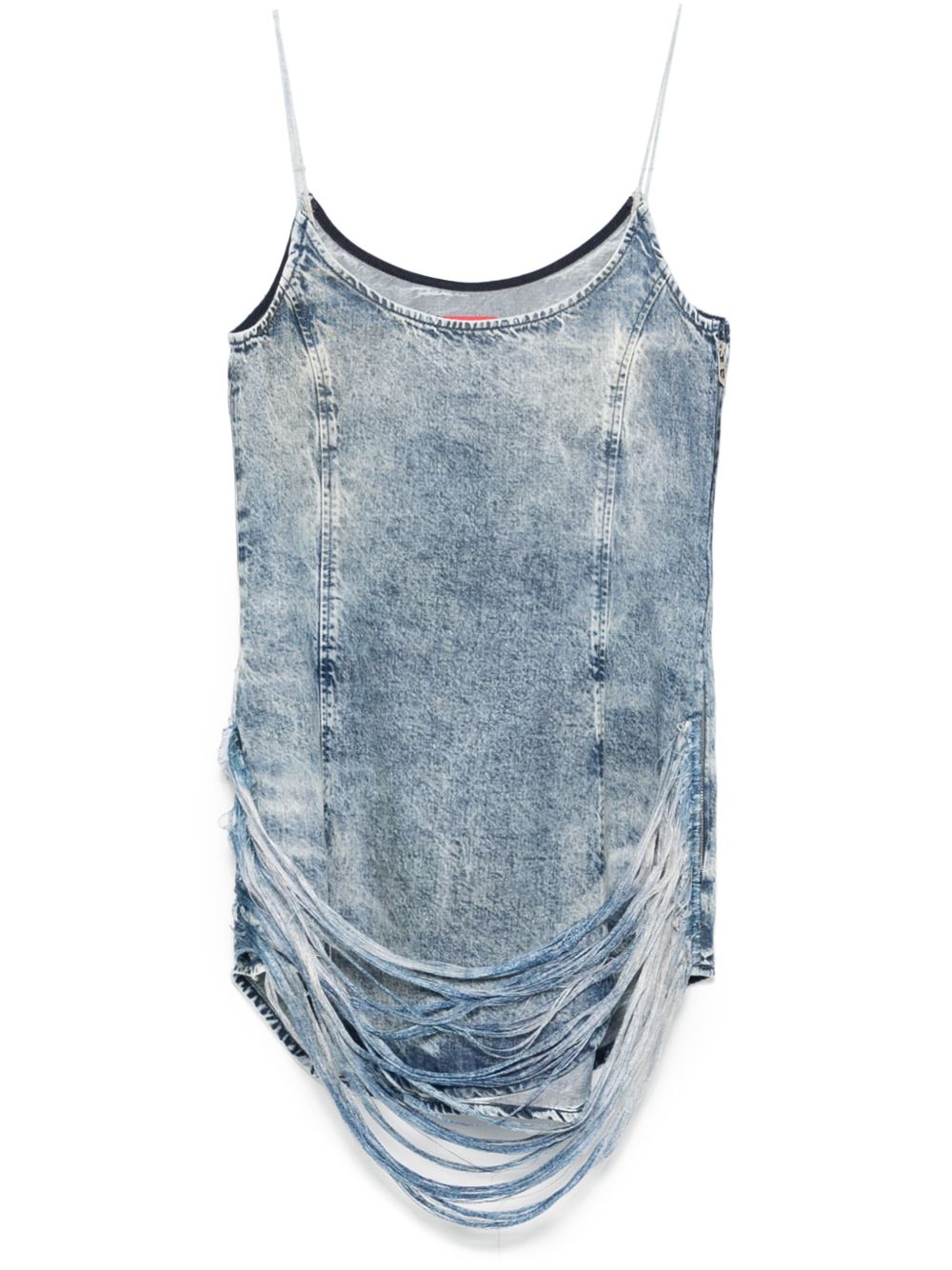 DIESEL Sleeveless Frayed Mini Dress with Concealed Fastening