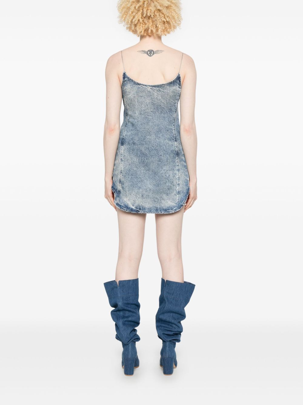 DIESEL Sleeveless Frayed Mini Dress with Concealed Fastening