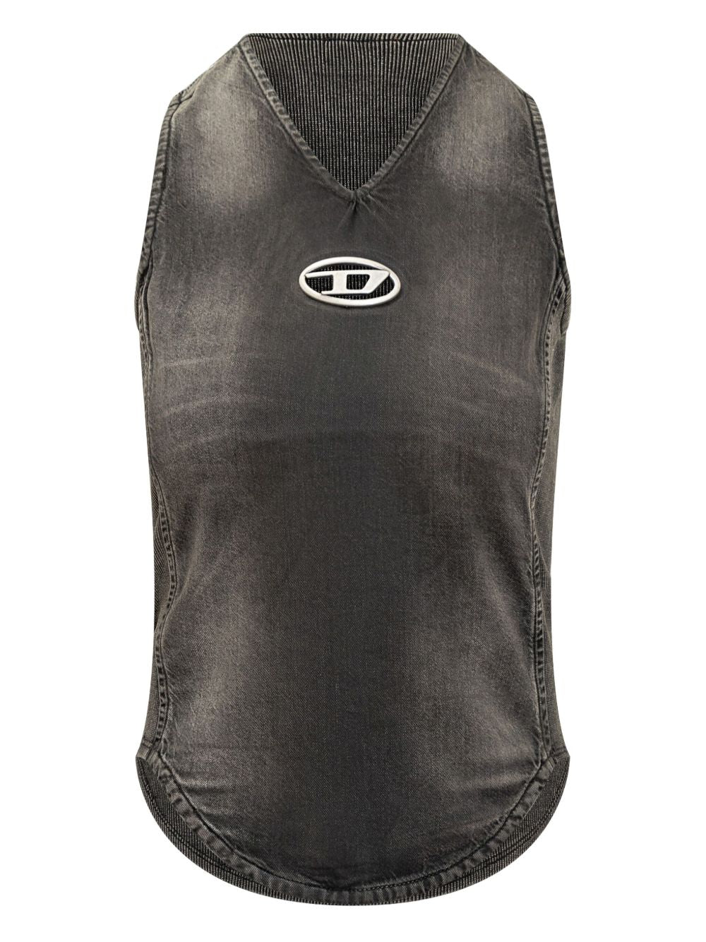 DIESEL Women's Sleeveless V-Neck Curved Hem Top