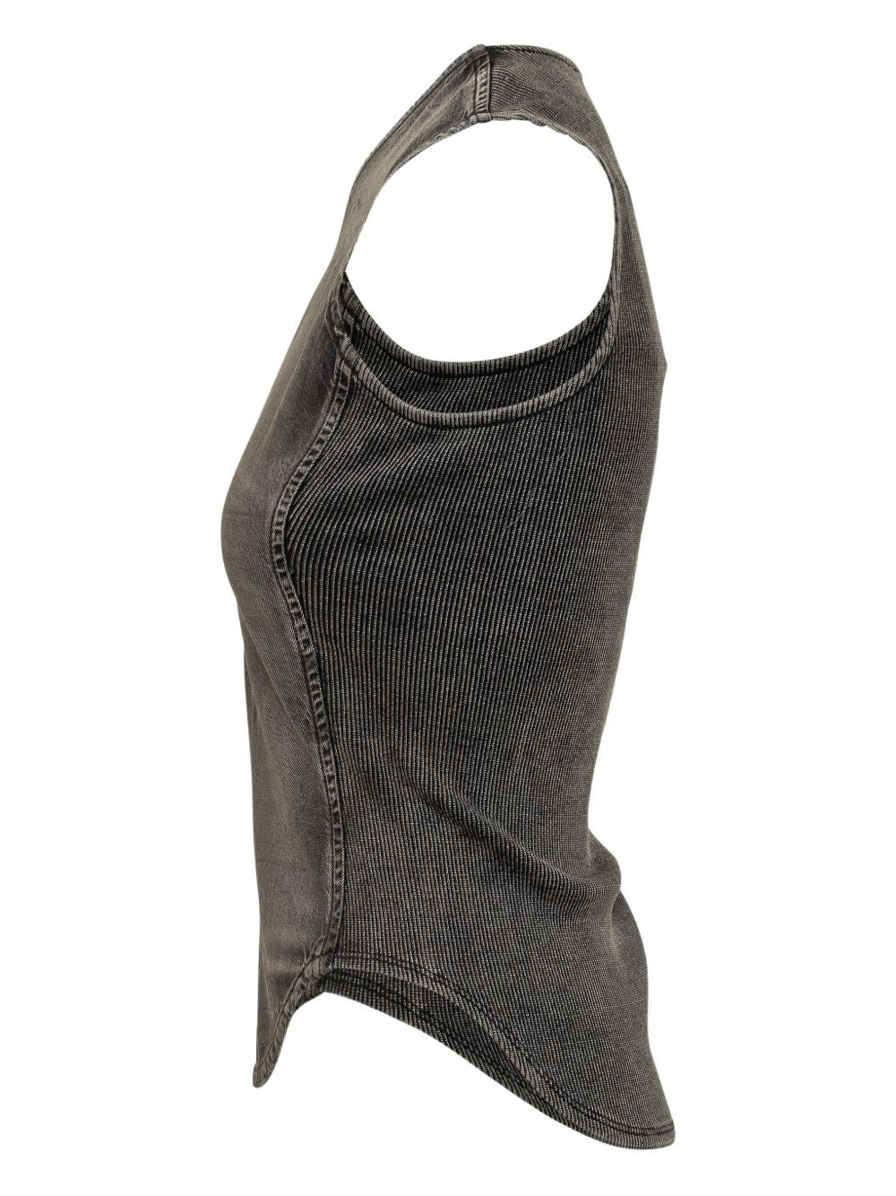 DIESEL Women's Sleeveless V-Neck Curved Hem Top