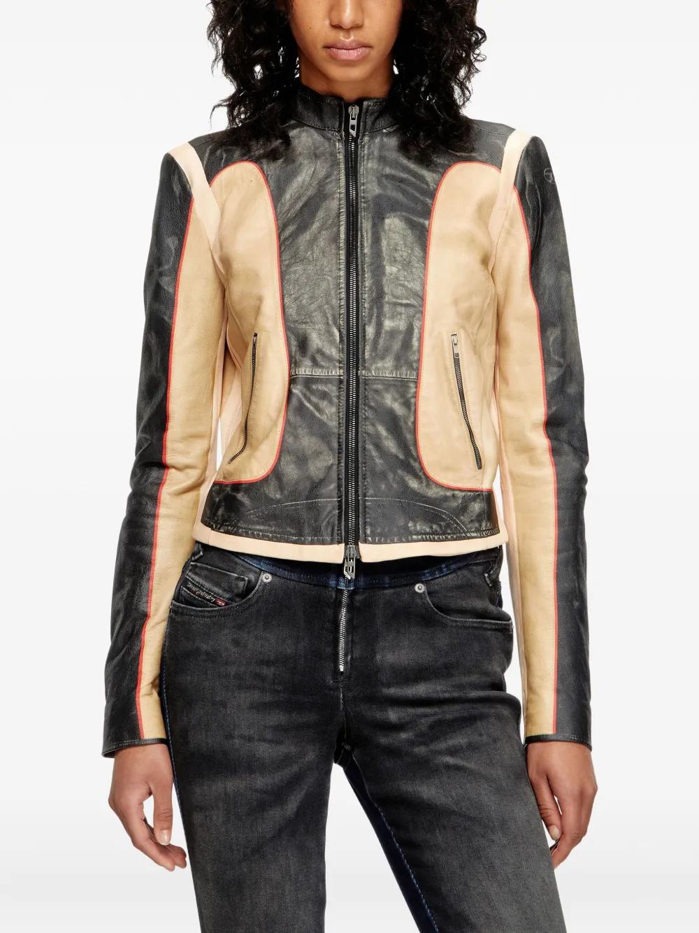 DIESEL Panelled Leather Jacket for Women - FW25
