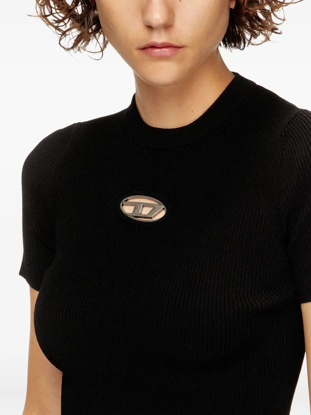 DIESEL Short-Sleeve Mini Top with Metal Oval Plaque - Size S
