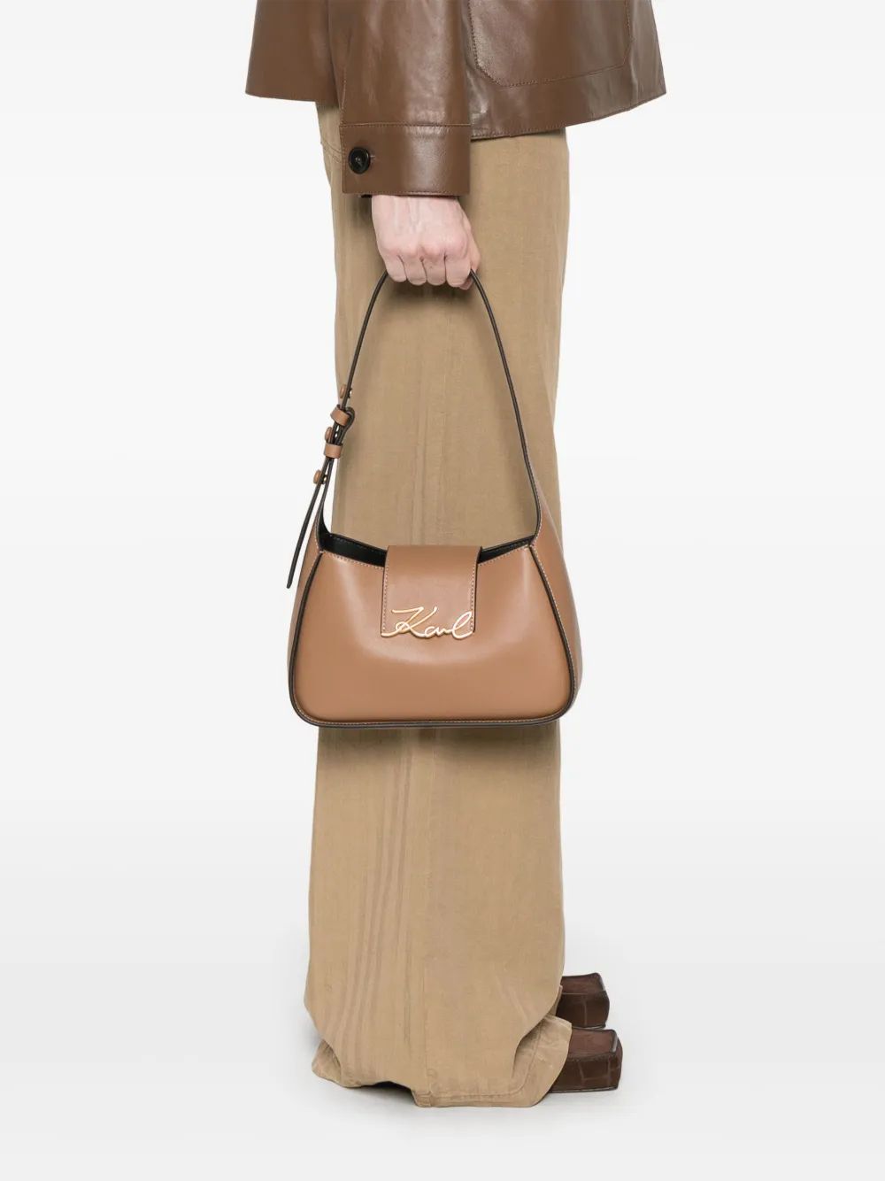 KARL LAGERFELD Logo Plaque Shoulder Handbag