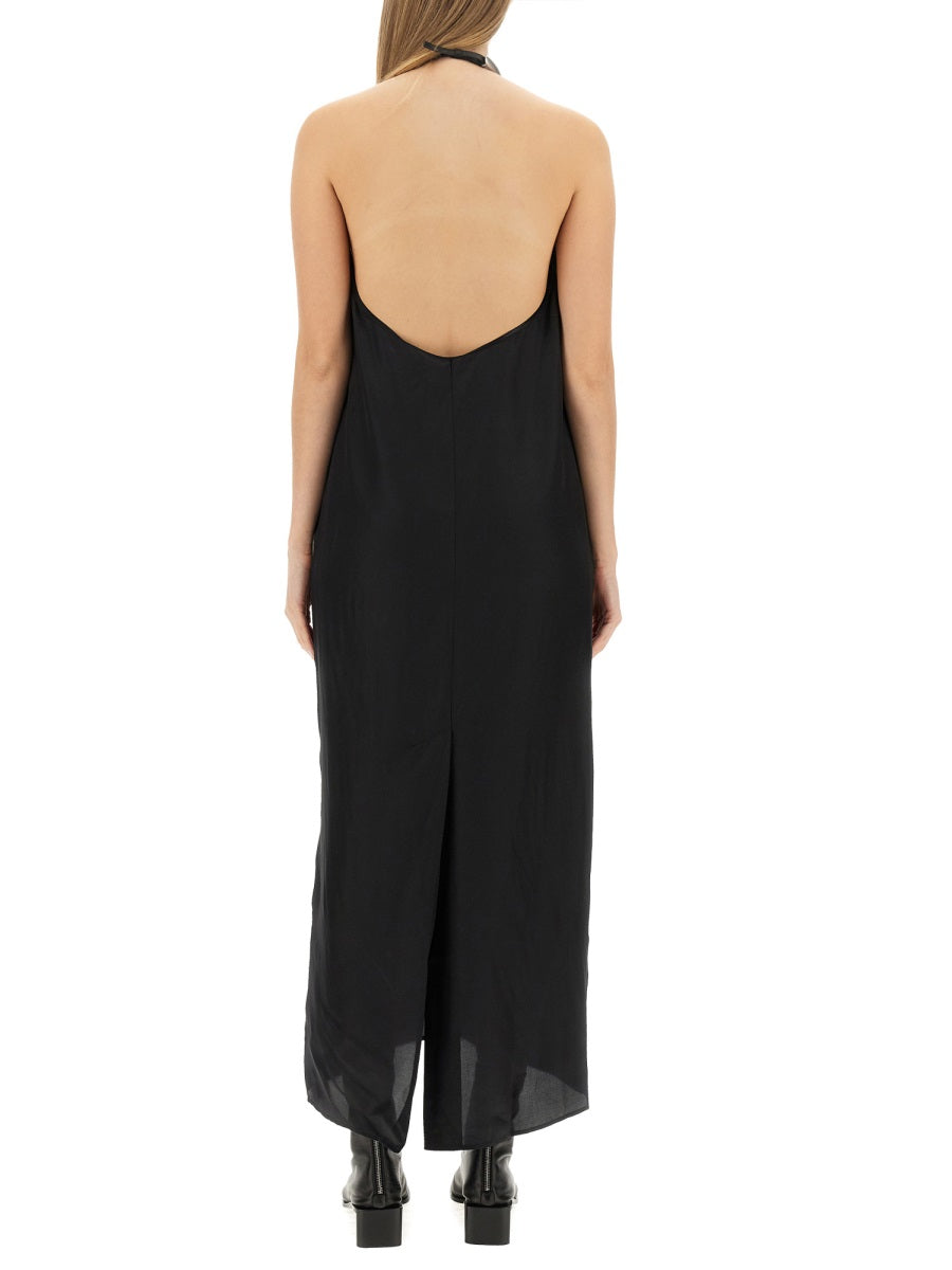 ACNE STUDIOS Satin Dress with Buckle Closure and Wide Back