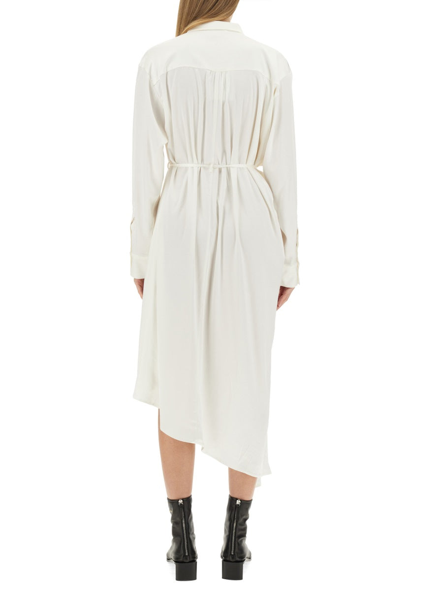 ACNE STUDIOS Satin Chemisier Dress with Button Closure