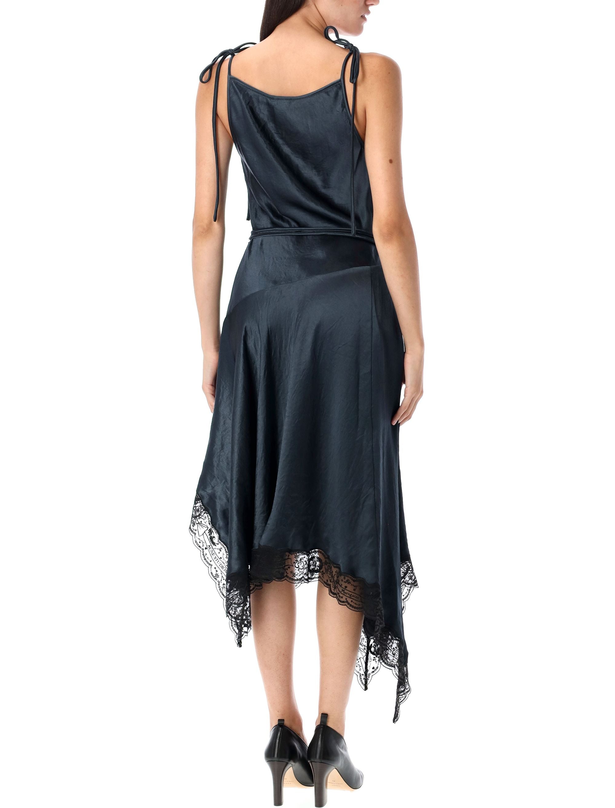 ACNE STUDIOS Luxe Satin Lace Midi Dress - Size 36